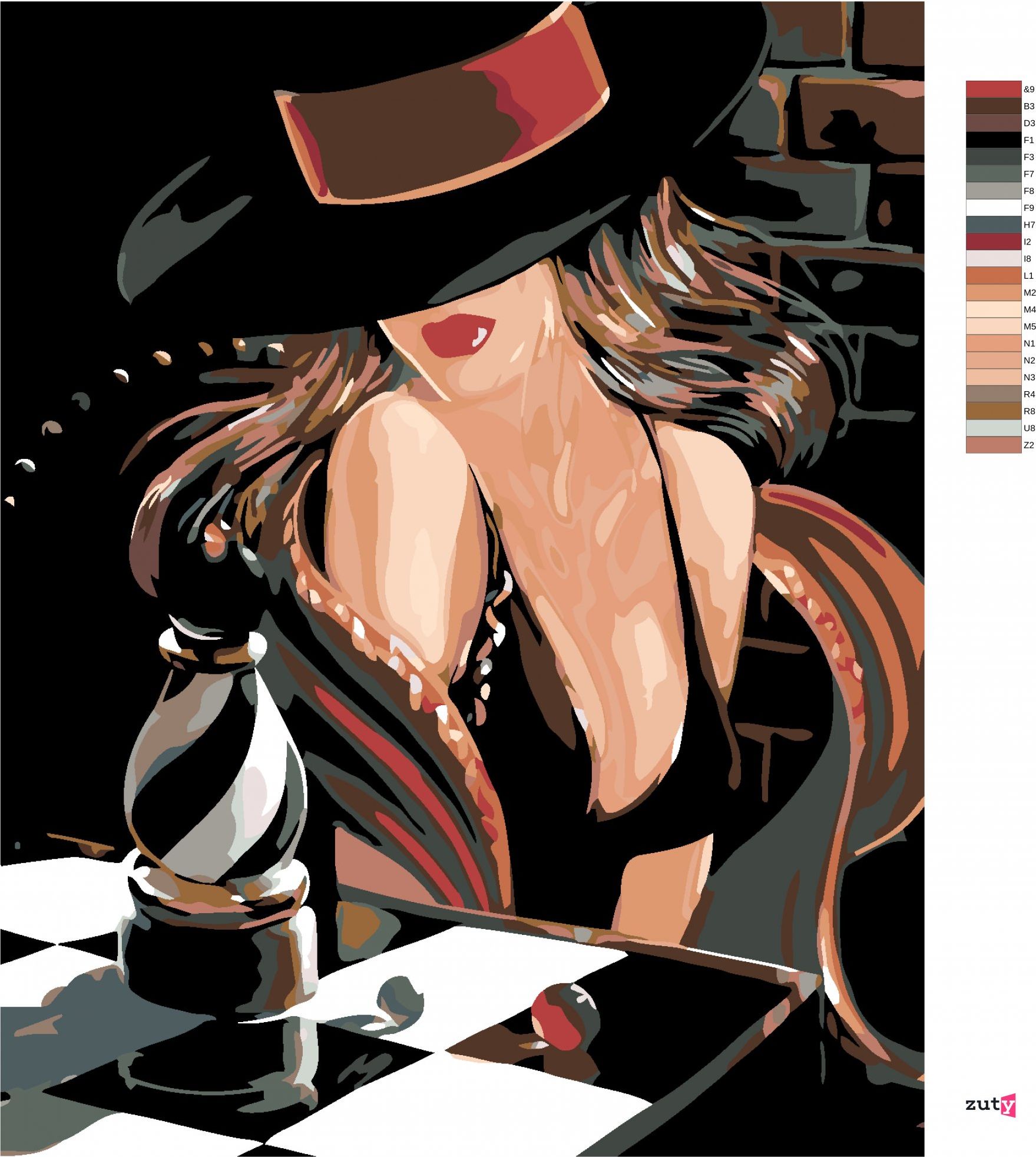 zuty Malování podle čísel - SEXY ŠACHISTKA - Rozměr: 40x50 cm, Rámování: Varianta: bez rámu a bez vypnutí plátna - obrázek 4