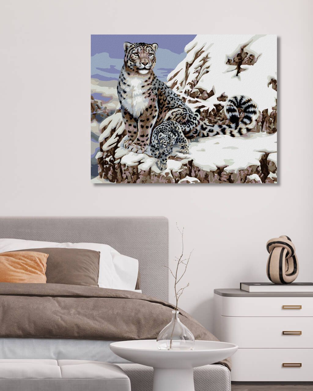 zuty Malování podle čísel - LEVHART SNĚŽNÝ S MLÁDĚTEM (HOWARD ROBINSON) - Rozměr: 40x50 cm, Rámování: Varianta: bez rámu a bez vypnutí plátna - obrázek 4