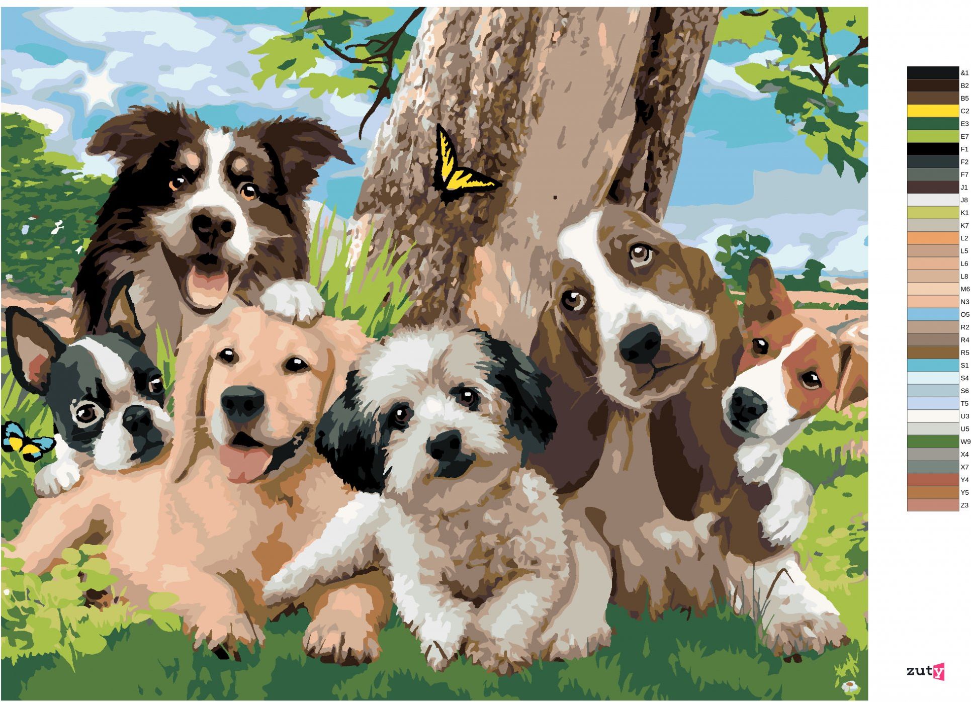 zuty Malování podle čísel - PSI U STROMU NA LOUCE (HOWARD ROBINSON) - Rozměr: 40x50 cm, Rámování: Varianta: vypnuté plátno na rám - obrázek 9