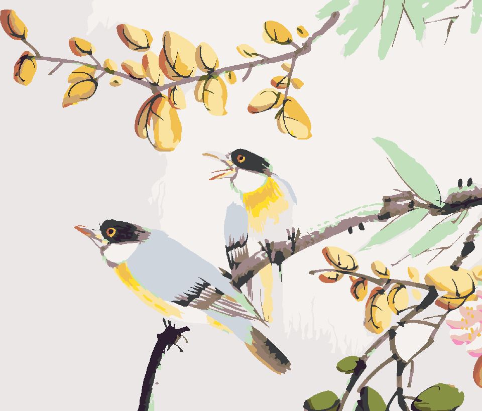 zuty Malování podle čísel - PTÁČCI NA STROMĚ ČÍNA - Rozměr: 40x50 cm, Rámování: Varianta: bez rámu a bez vypnutí plátna - obrázek 10