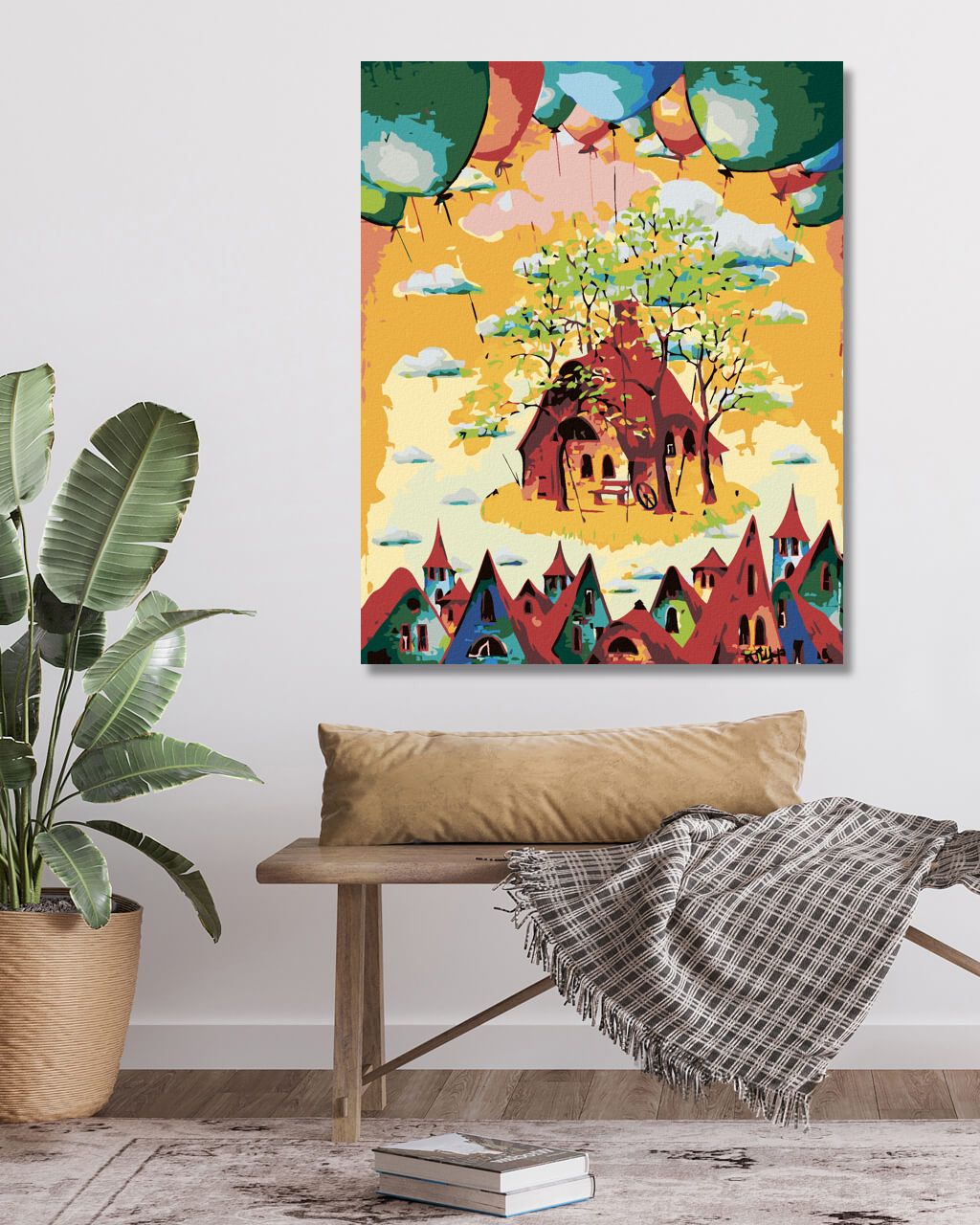 zuty Malování podle čísel - BAREVNÉ DOMKY S BALONKY - Rozměr: 40x50 cm, Rámování: Varianta: vypnuté plátno na rám - obrázek 7