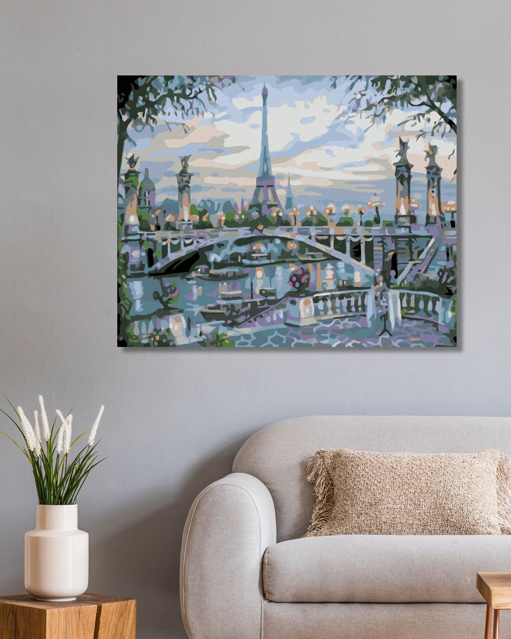 zuty Malování podle čísel - EIFFELOVA VĚŽ ZA MOSTEM - Rozměr: 40x50 cm, Rámování: Varianta: bez rámu a bez vypnutí plátna - obrázek 2