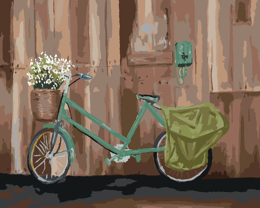 zuty Malování podle čísel - KOLO S KOŠÍKEM KVĚTIN - Rozměr: 40x50 cm, Rámování: Varianta: vypnuté plátno na rám - obrázek 8