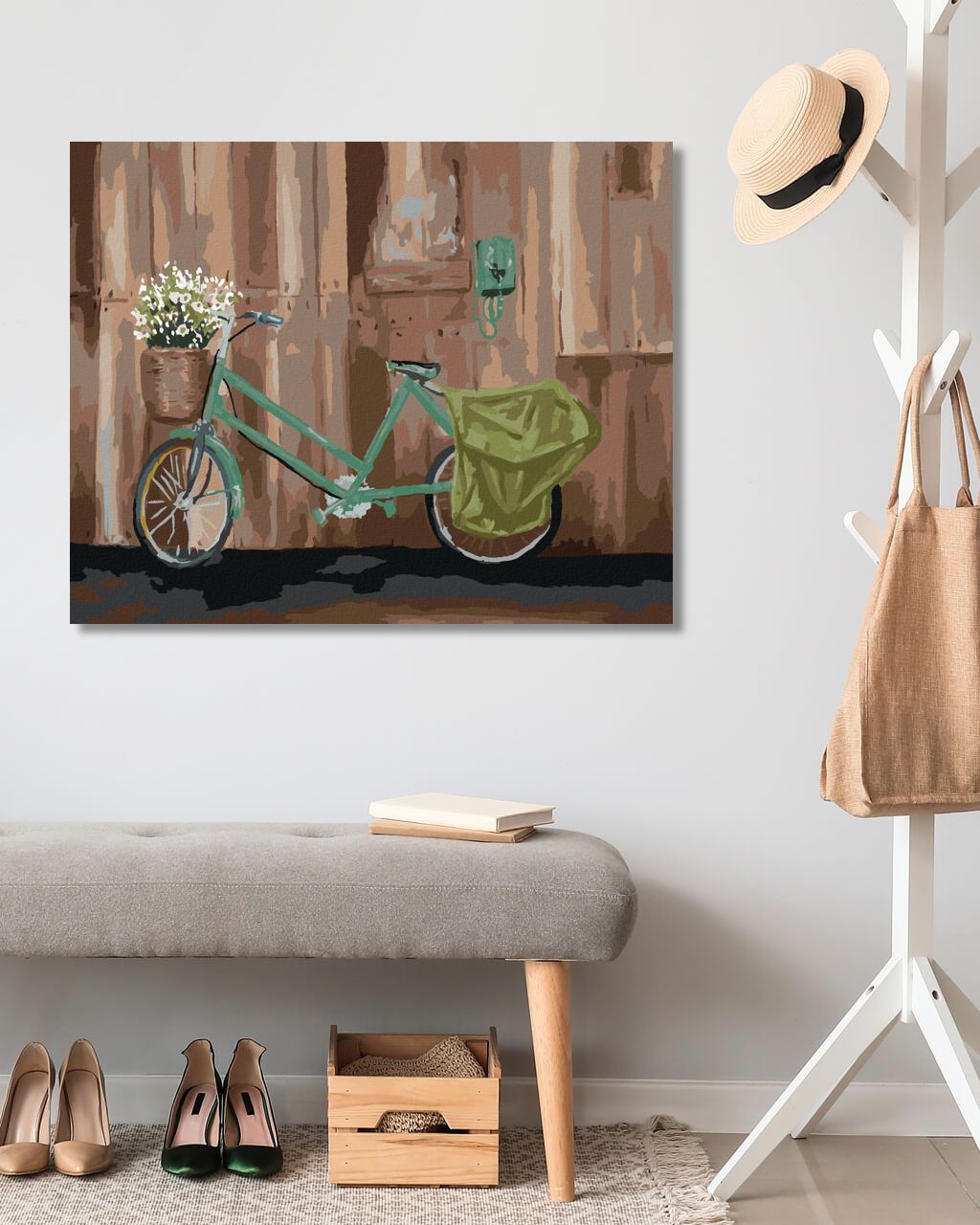 zuty Malování podle čísel - KOLO S KOŠÍKEM KVĚTIN - Rozměr: 40x50 cm, Rámování: Varianta: vypnuté plátno na rám - obrázek 11