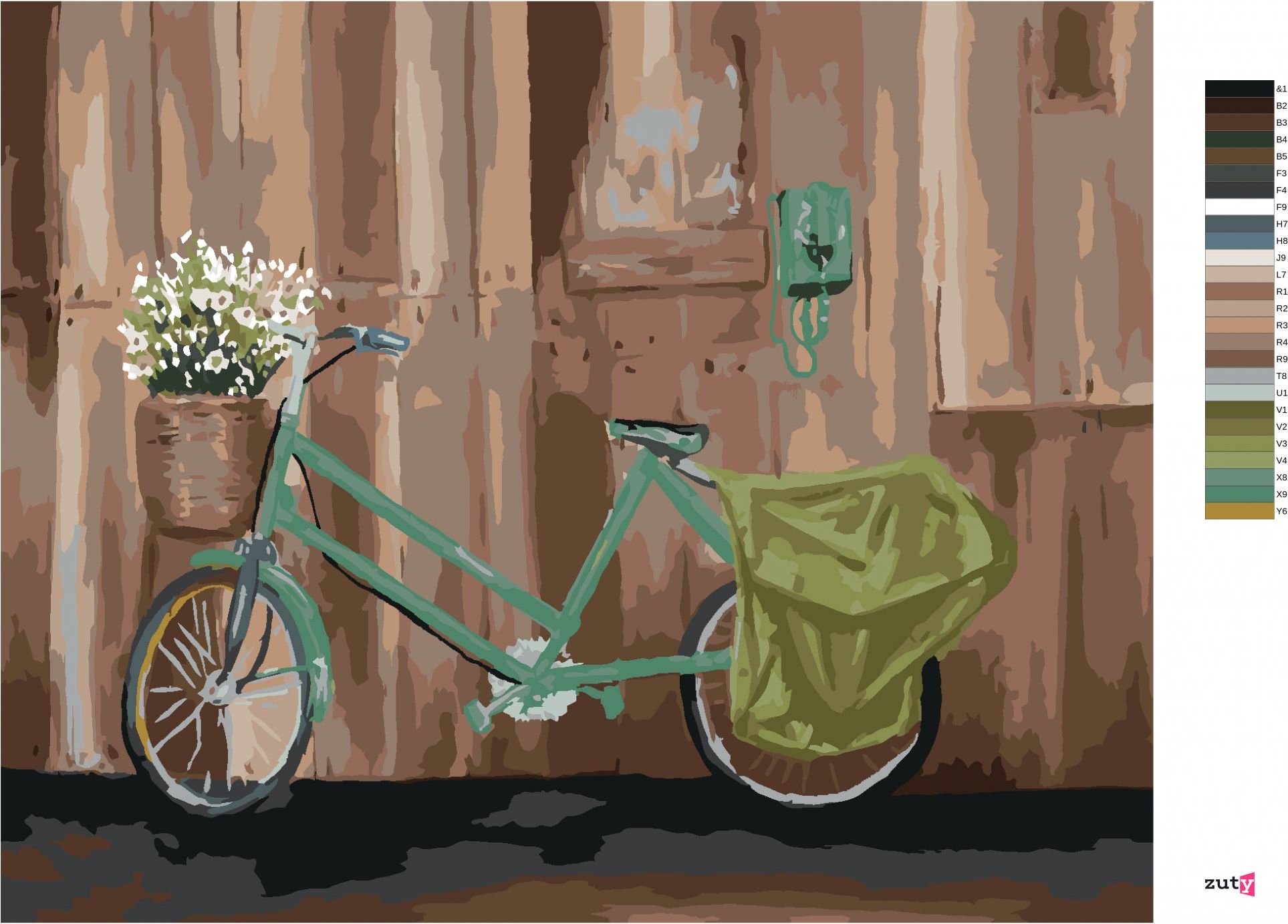zuty Malování podle čísel - KOLO S KOŠÍKEM KVĚTIN - Rozměr: 40x50 cm, Rámování: Varianta: vypnuté plátno na rám - obrázek 20