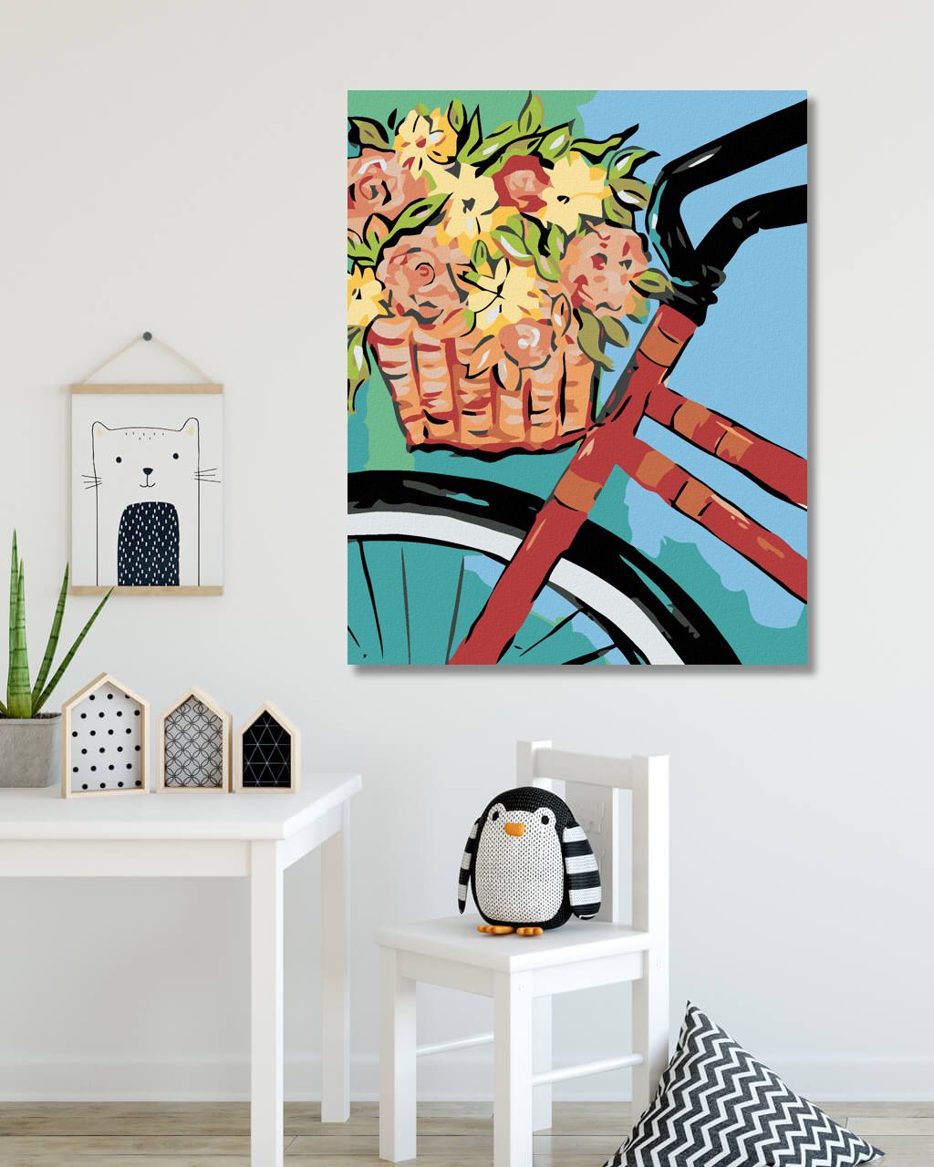 zuty Malování podle čísel - KOLO S KOŠÍKEM KVĚTIN - Rozměr: 40x50 cm, Rámování: Varianta: vypnuté plátno na rám - obrázek 28