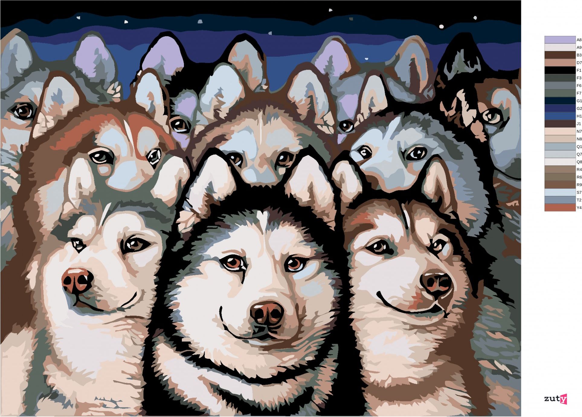 zuty Malování podle čísel - TLUPA HUSKY - Rozměr: 40x50 cm, Rámování: Varianta: vypnuté plátno na rám - obrázek 6