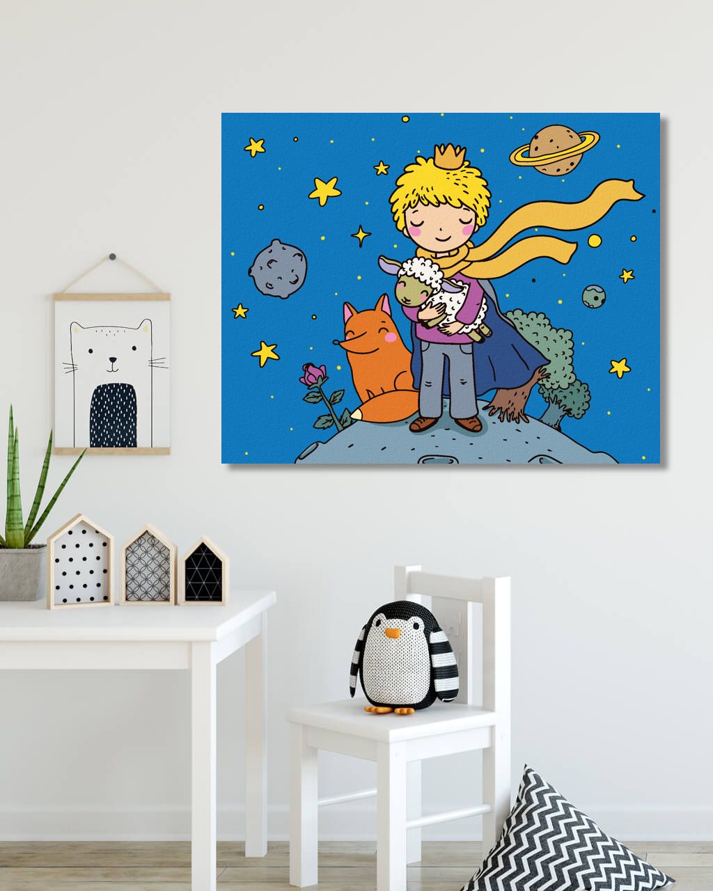 zuty Malování podle čísel - MALÝ PRINC S OVEČKOU - Rozměr: 40x50 cm, Rámování: Varianta: vypnuté plátno na rám - obrázek 9