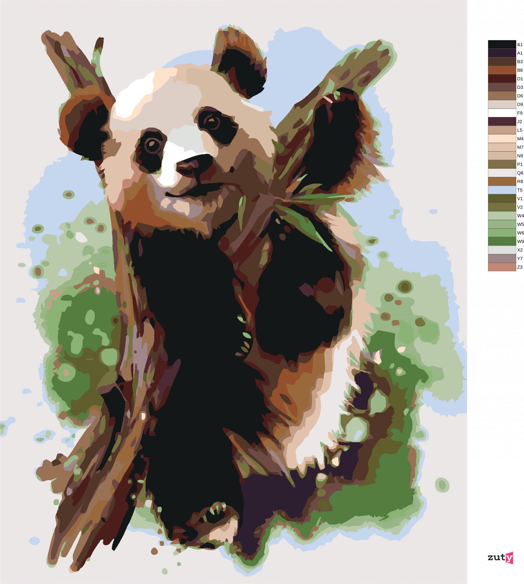 zuty Malování podle čísel - PANDA NA VĚTVI - Rozměr: 40x50 cm, Rámování: Varianta: bez rámu a bez vypnutí plátna - obrázek 6