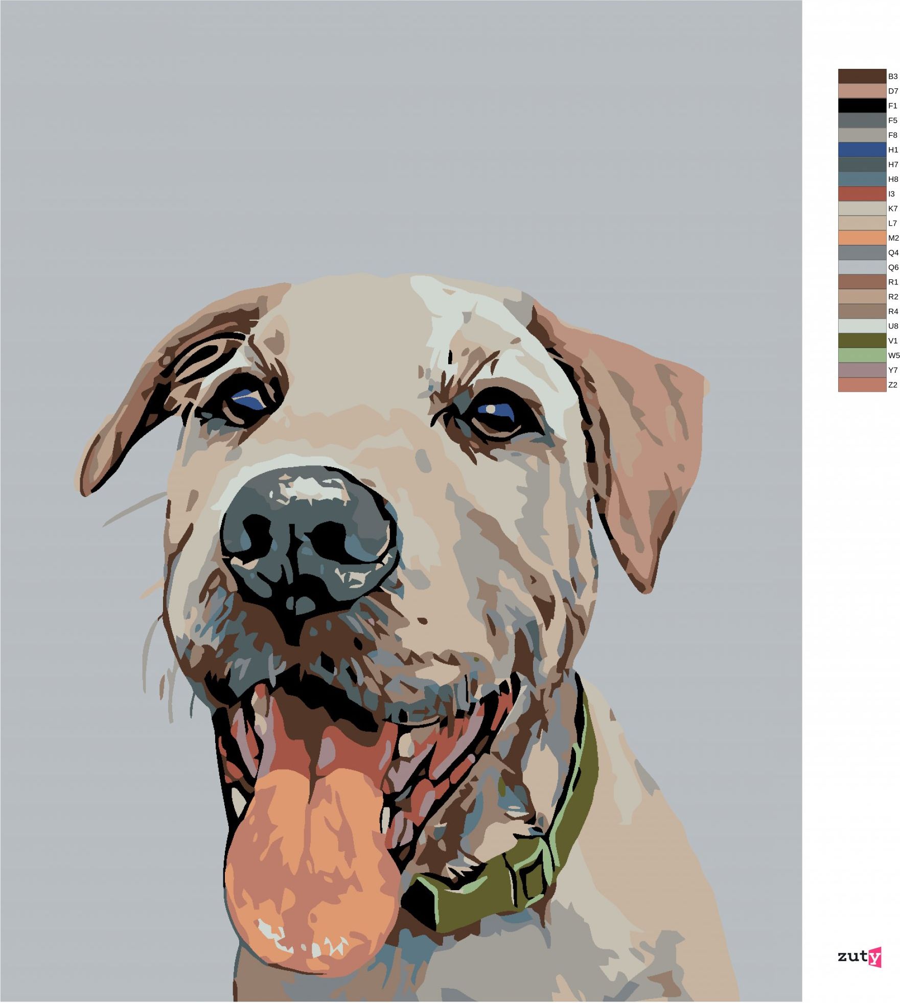 zuty Malování podle čísel - PES SE ZELENÝM OBOJKEM - Rozměr: 40x50 cm, Rámování: Varianta: vypnuté plátno na rám - obrázek 2