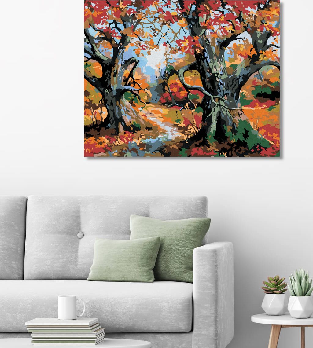 zuty Malování podle čísel - STROMY A PODZIMNÍ KRAJINA - Rozměr: 40x50 cm, Rámování: Varianta: bez rámu a bez vypnutí plátna - obrázek 6