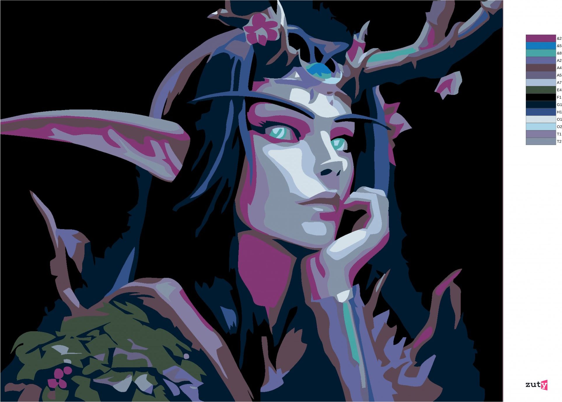 zuty Malování podle čísel - NIGHT ELF - Rozměr: 40x50 cm, Rámování: Varianta: vypnuté plátno na rám - obrázek 8