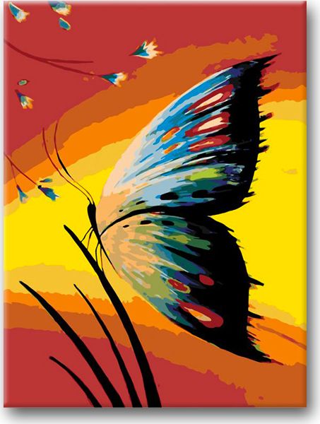 zuty Malování podle čísel - MOTÝL V TRÁVĚ A ZÁPAD SLUNCE - Rozměr: 40x50 cm, Rámování: Varianta: vypnuté plátno na rám - obrázek 6