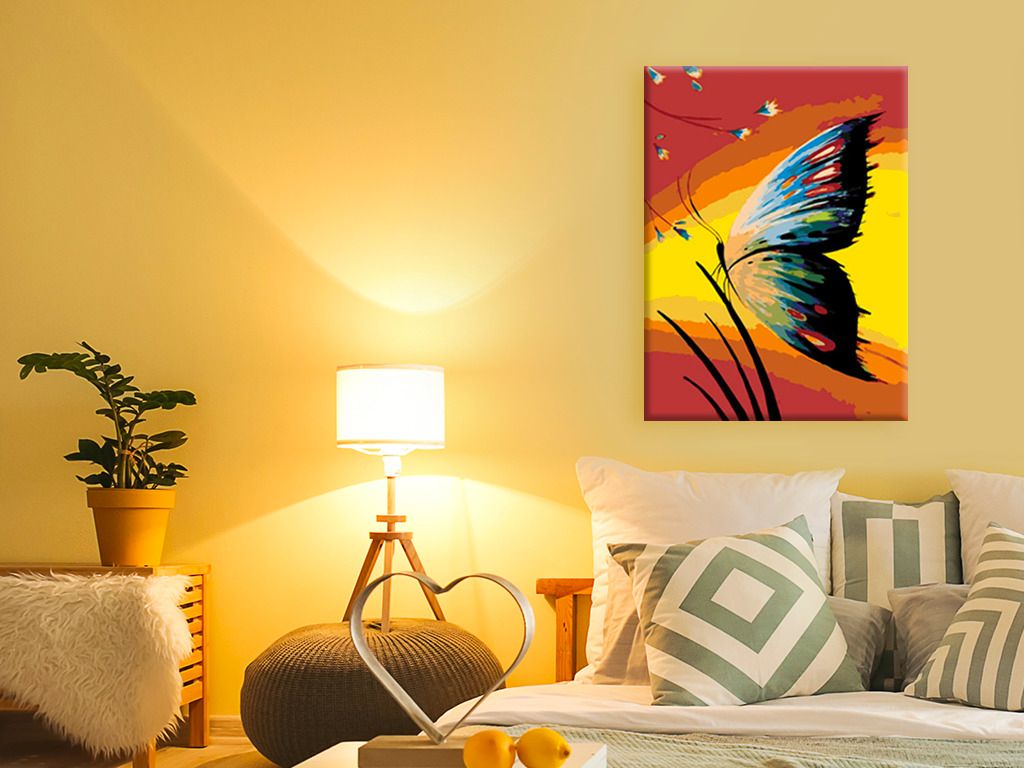 zuty Malování podle čísel - MOTÝL V TRÁVĚ A ZÁPAD SLUNCE - Rozměr: 40x50 cm, Rámování: Varianta: vypnuté plátno na rám - obrázek 12