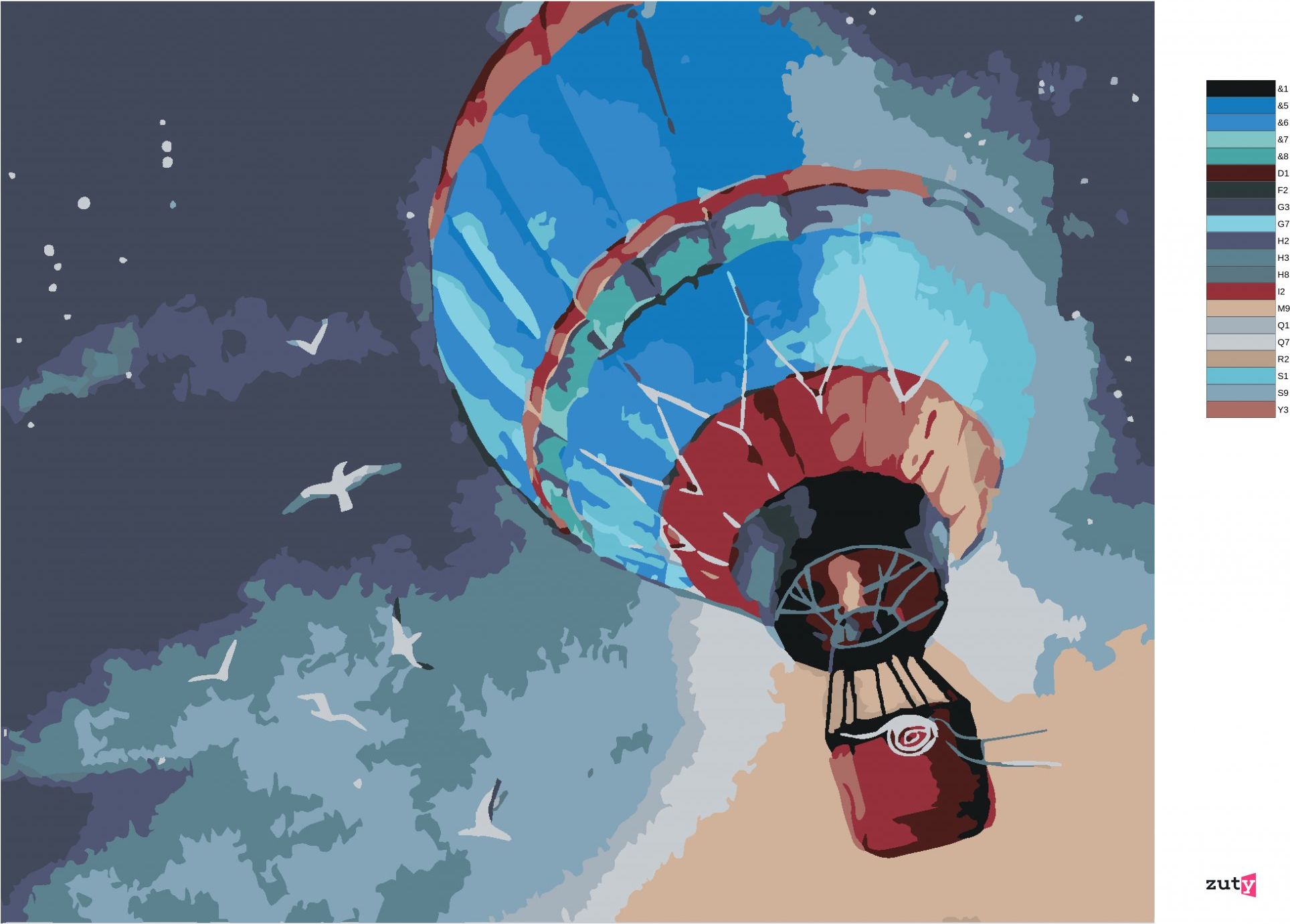 zuty Malování podle čísel - HORKOVZDUŠNÝ BALÓN NA NOČNÍ OBLOZE - Rozměr: 40x50 cm, Rámování: Varianta: vypnuté plátno na rám - obrázek 4
