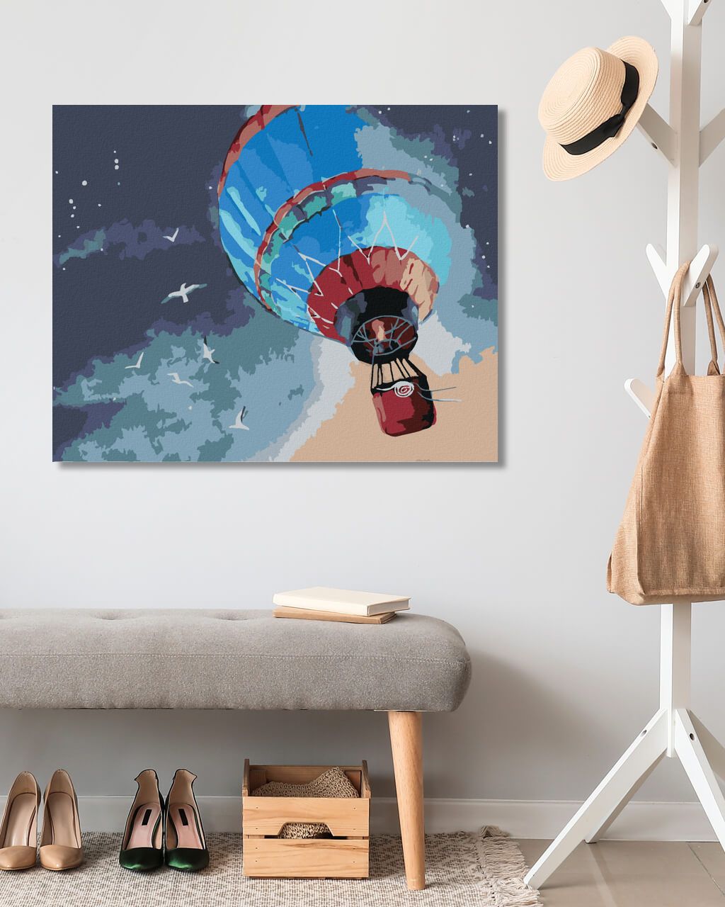 zuty Malování podle čísel - HORKOVZDUŠNÝ BALÓN NA NOČNÍ OBLOZE - Rozměr: 40x50 cm, Rámování: Varianta: vypnuté plátno na rám - obrázek 6
