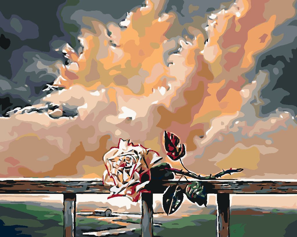 zuty Malování podle čísel - POLOŽENÁ RŮŽE NA ZÁBRADLÍ - Rozměr: 40x50 cm, Rámování: Varianta: bez rámu a bez vypnutí plátna - obrázek 5