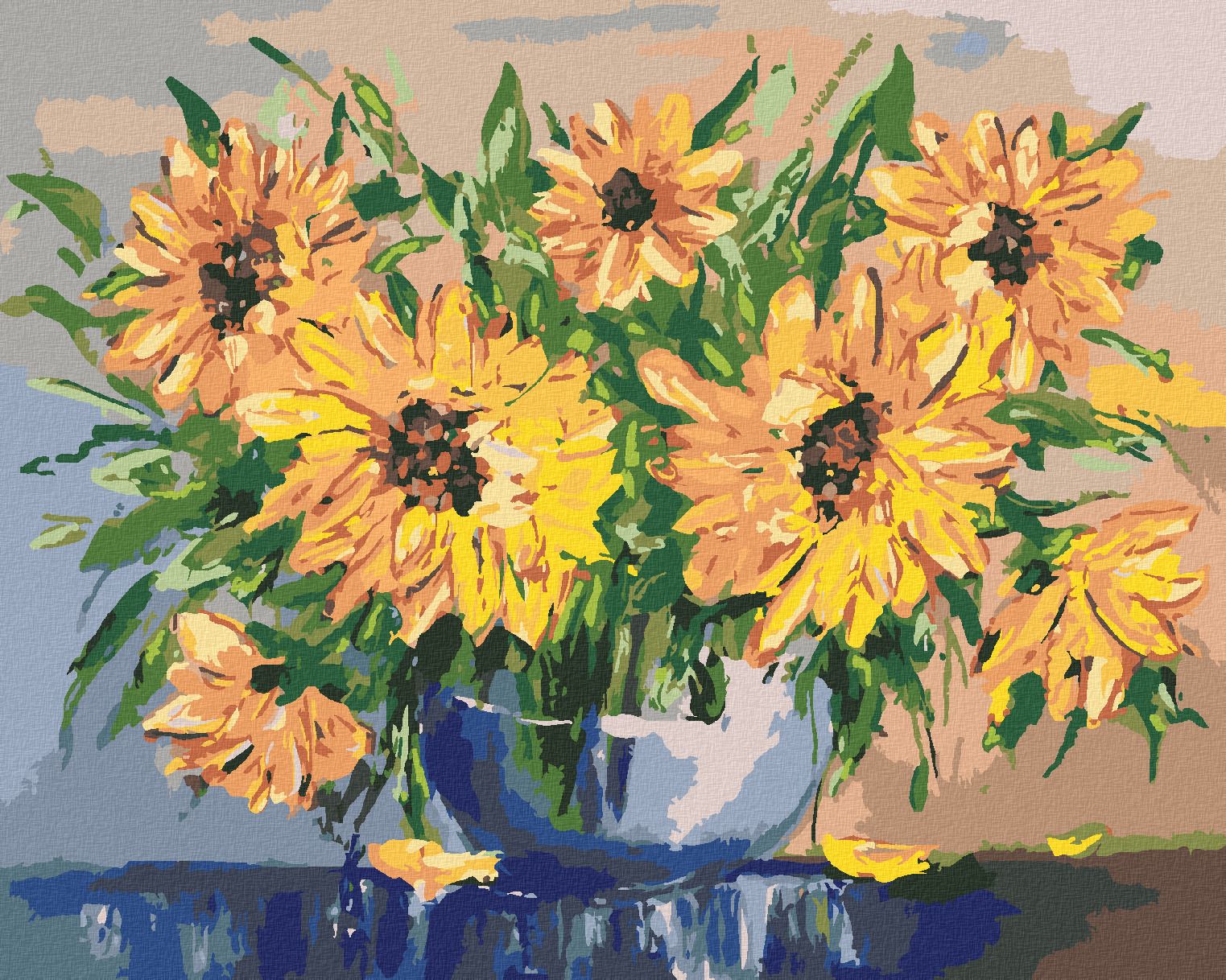 zuty Malování podle čísel - SLUNEČNICE VE VÁZE - Rozměr: 40x50 cm, Rámování: Varianta: vypnuté plátno na rám - obrázek 2