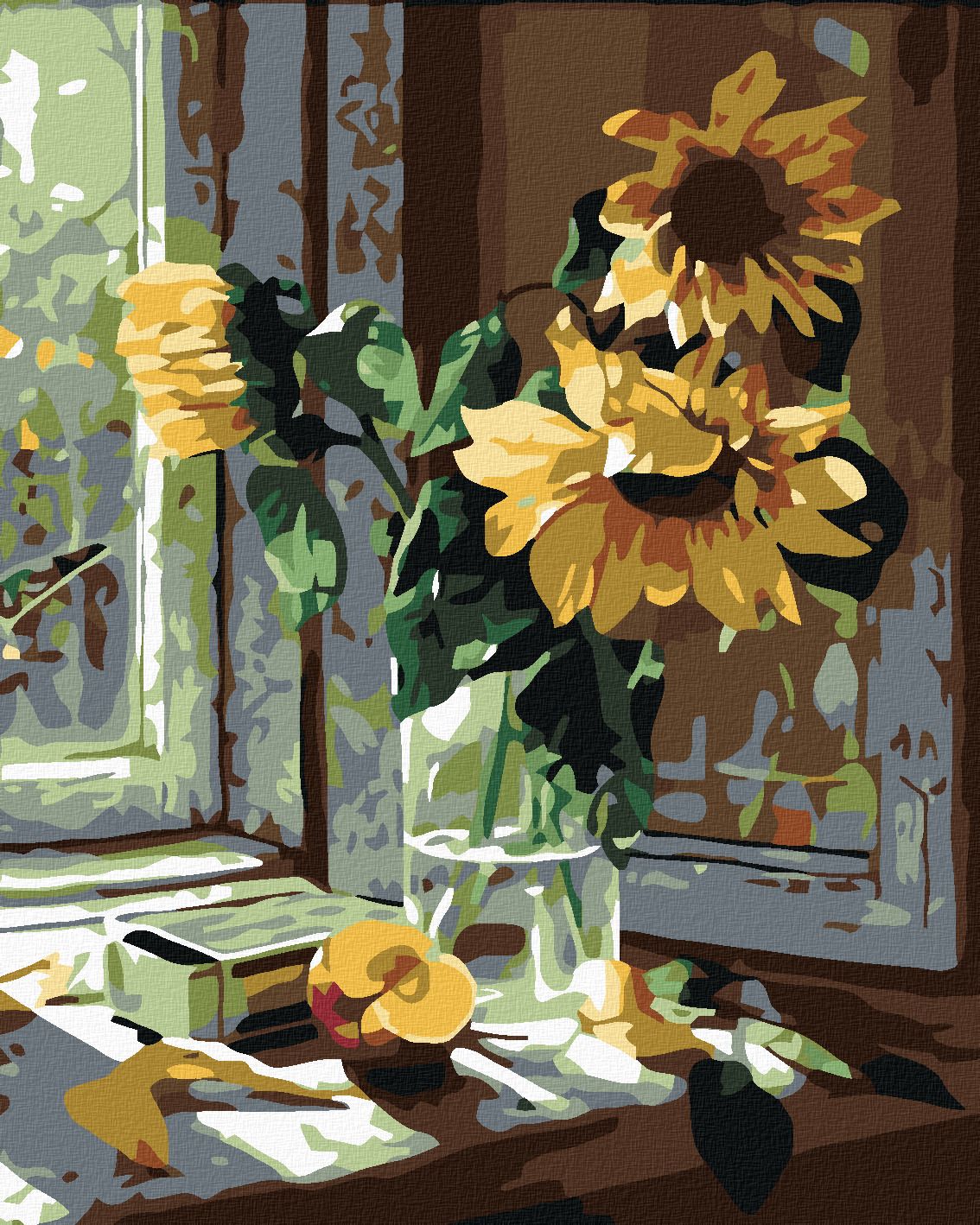 zuty Malování podle čísel - SLUNEČNICE VE VÁZE - Rozměr: 40x50 cm, Rámování: Varianta: vypnuté plátno na rám - obrázek 2