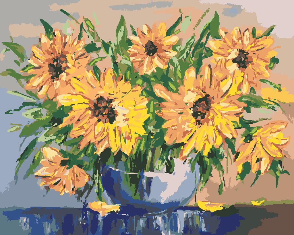 zuty Malování podle čísel - SLUNEČNICE VE VÁZE - Rozměr: 40x50 cm, Rámování: Varianta: vypnuté plátno na rám - obrázek 14