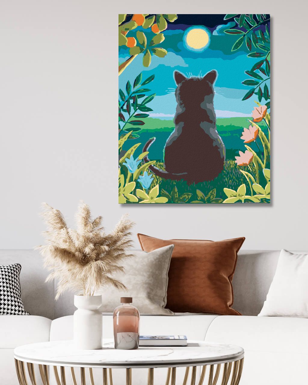 zuty Malování podle čísel - KOČKA A MĚSÍC - Rozměr: 40x50 cm, Rámování: Varianta: vypnuté plátno na rám - obrázek 5