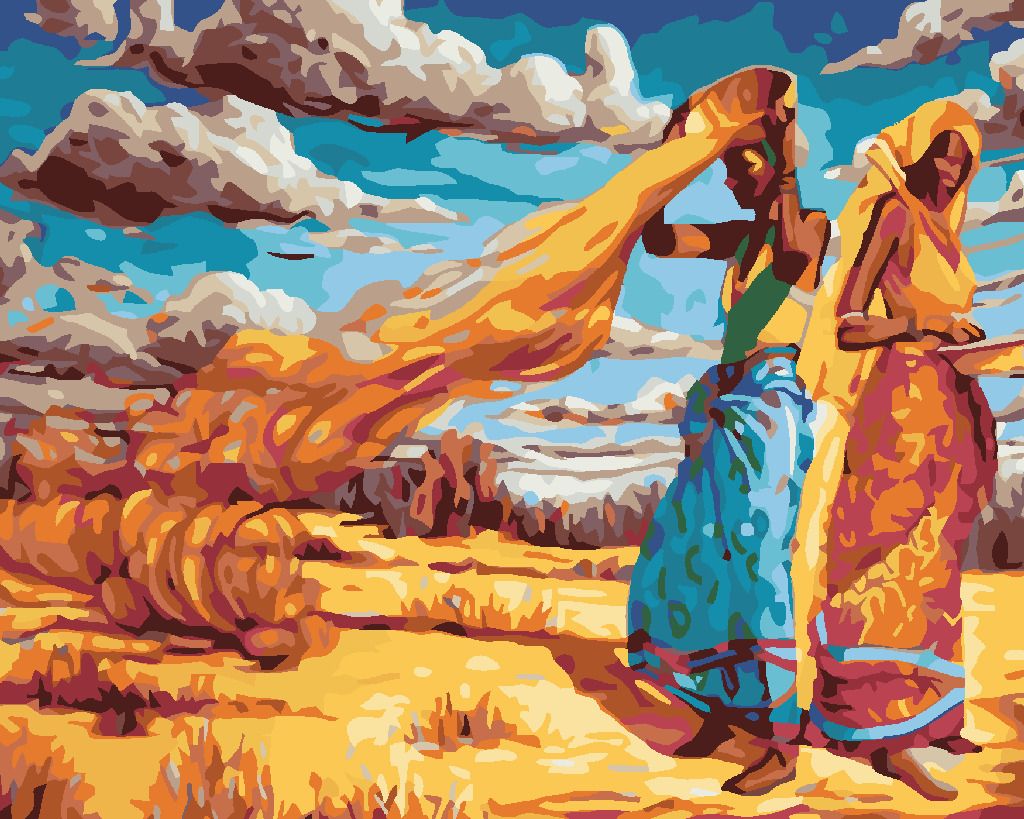 zuty Malování podle čísel - AFRICKÉ ŽENY - Rozměr: 40x50 cm, Rámování: Varianta: vypnuté plátno na rám - obrázek 2