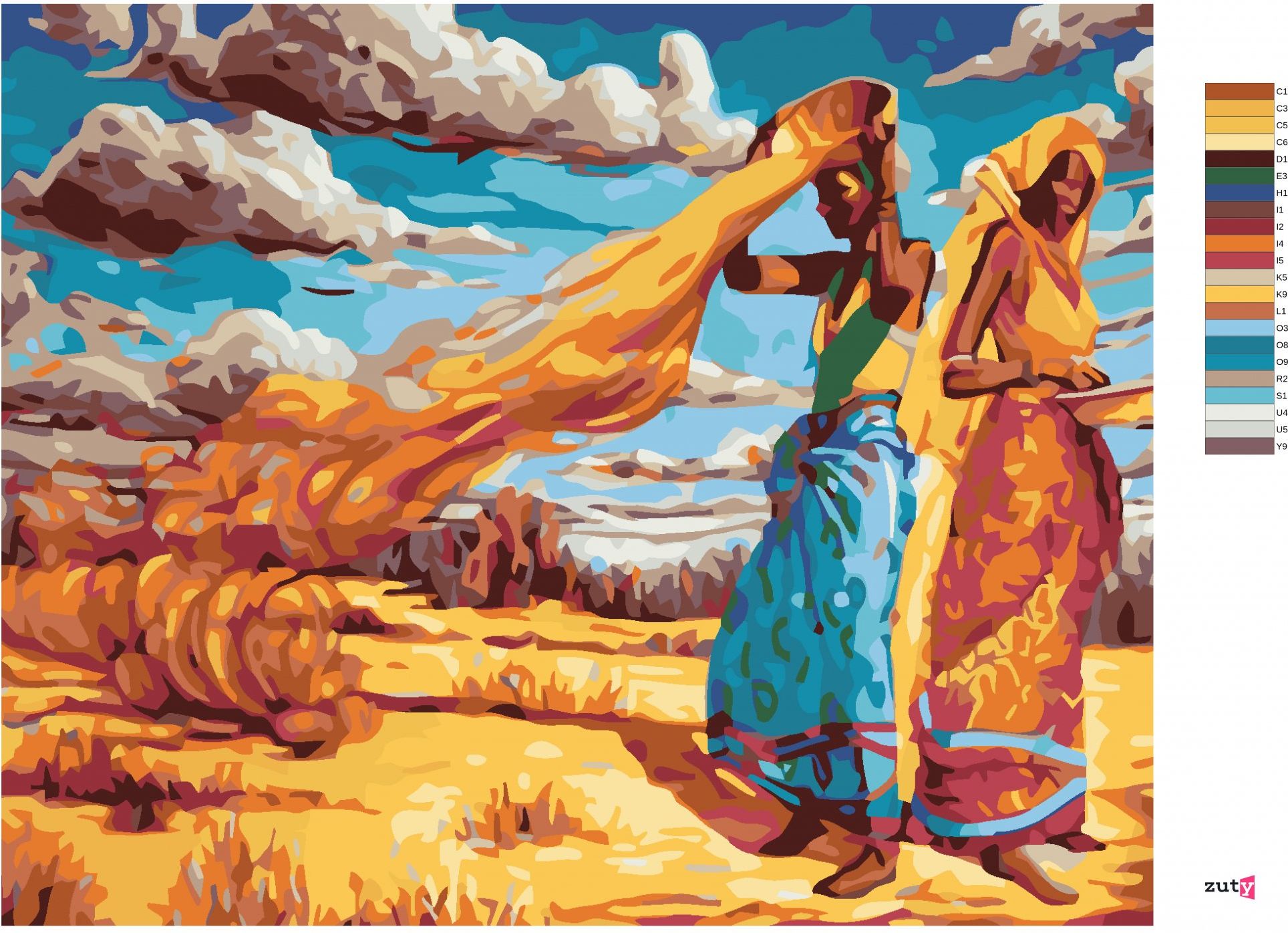 zuty Malování podle čísel - AFRICKÉ ŽENY - Rozměr: 40x50 cm, Rámování: Varianta: vypnuté plátno na rám - obrázek 10