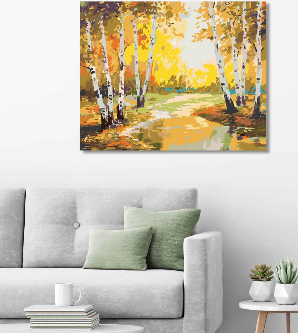 zuty Malování podle čísel - BŘÍZY A POTŮČEK - Rozměr: 40x50 cm, Rámování: Varianta: vypnuté plátno na rám - obrázek 2