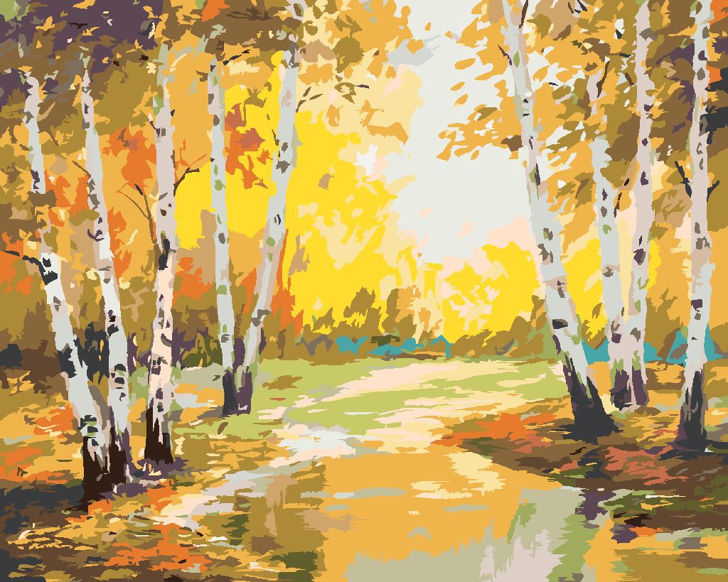 zuty Malování podle čísel - BŘÍZY A POTŮČEK - Rozměr: 40x50 cm, Rámování: Varianta: vypnuté plátno na rám - obrázek 9