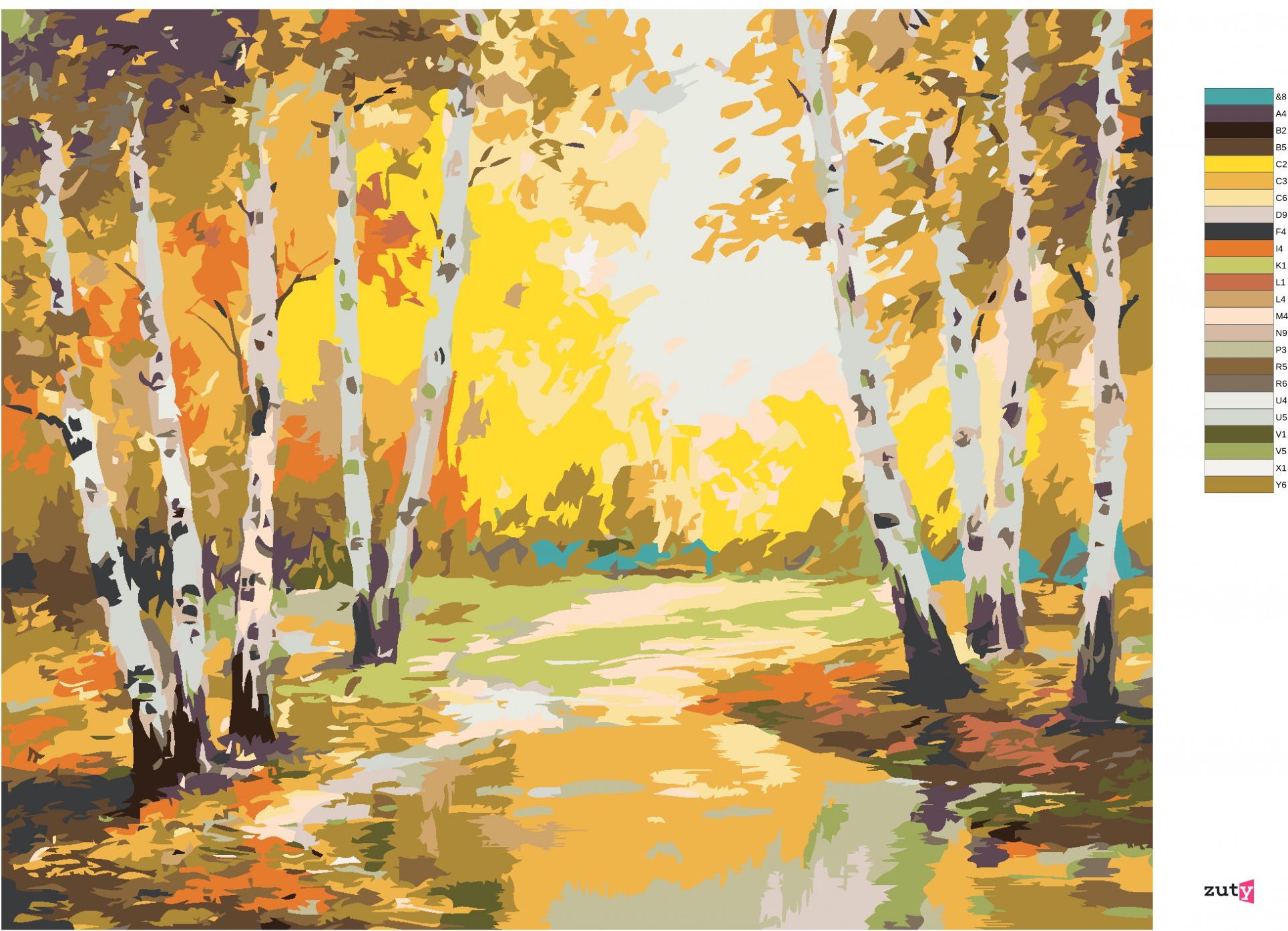 zuty Malování podle čísel - BŘÍZY A POTŮČEK - Rozměr: 40x50 cm, Rámování: Varianta: vypnuté plátno na rám - obrázek 10