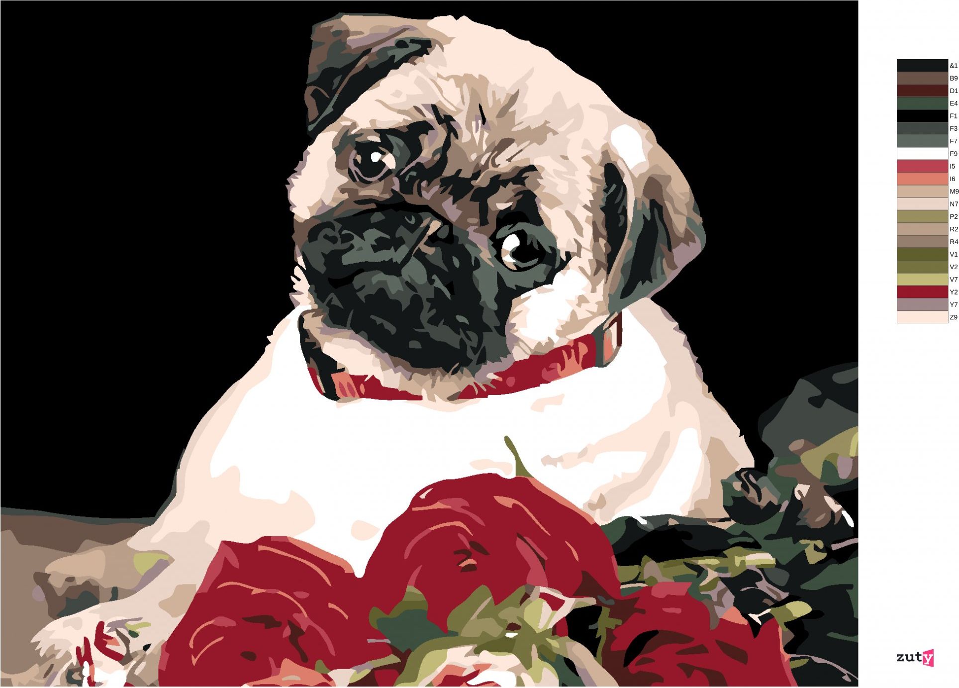 zuty Malování podle čísel - MOPS - Rozměr: 40x50 cm, Rámování: Varianta: vypnuté plátno na rám - obrázek 4