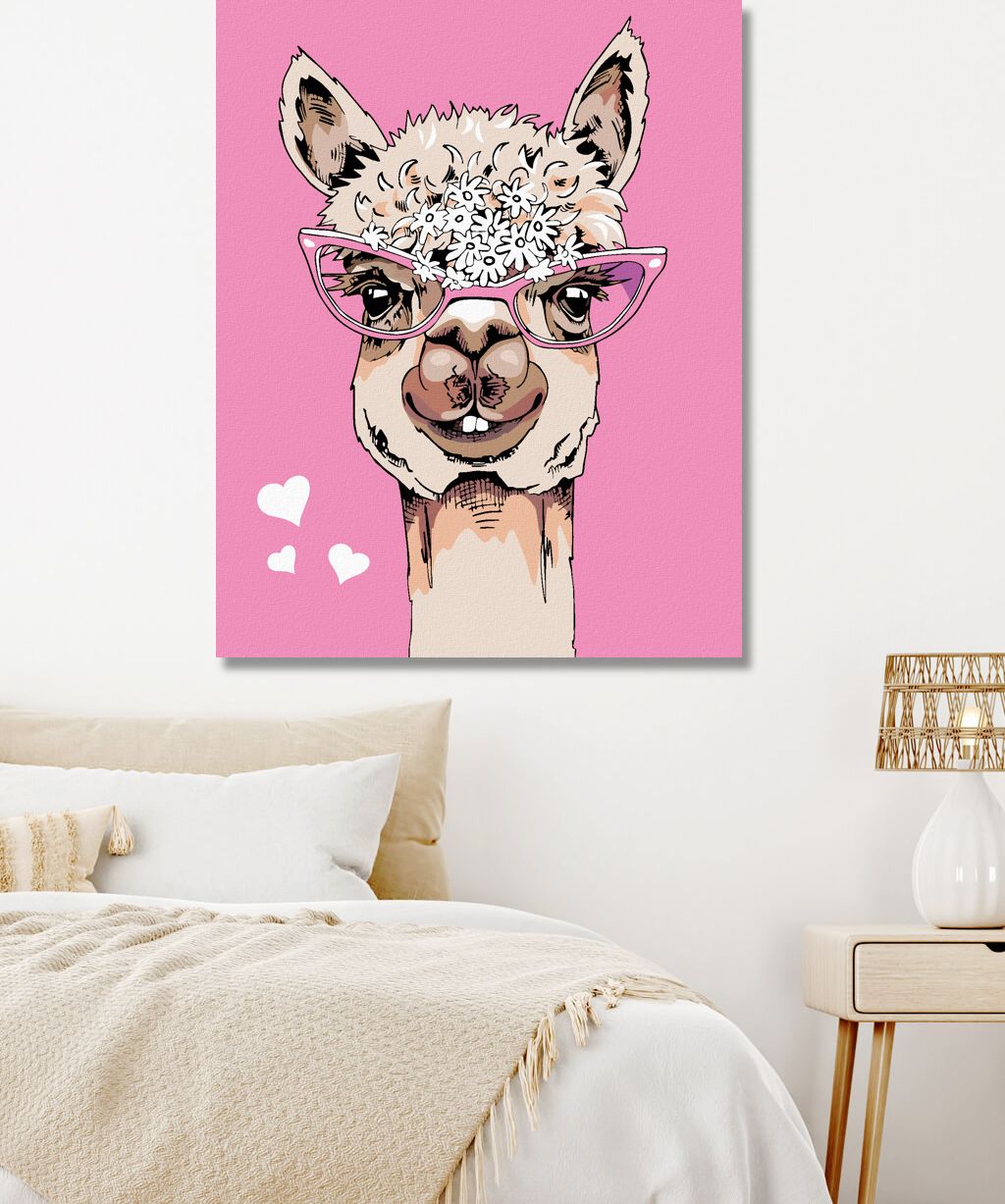 zuty Malování podle čísel - LAMA S BRÝLEMI - Rozměr: 40x50 cm, Rámování: Varianta: vypnuté plátno na rám - obrázek 3