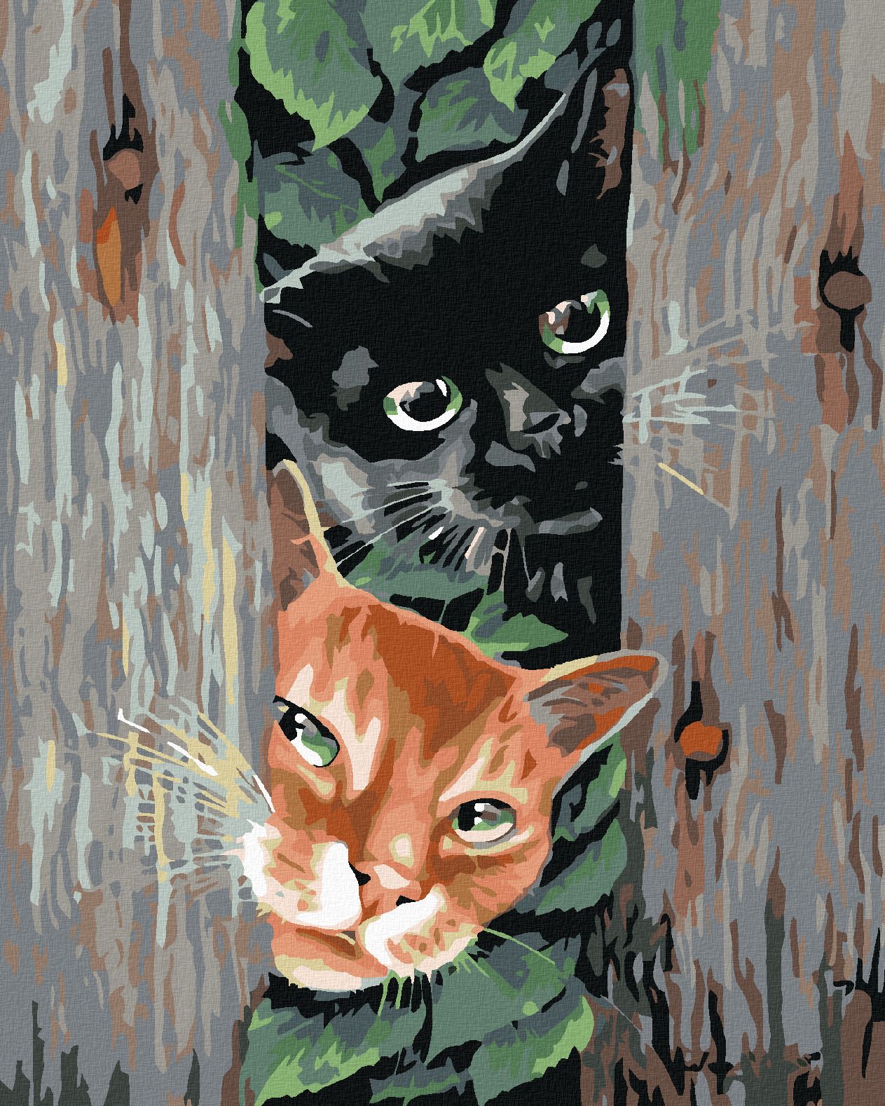 zuty Malování podle čísel - ČÍHAJÍCÍ KOČKY - Rozměr: 40x50 cm, Rámování: Varianta: bez rámu a bez vypnutí plátna - obrázek 1