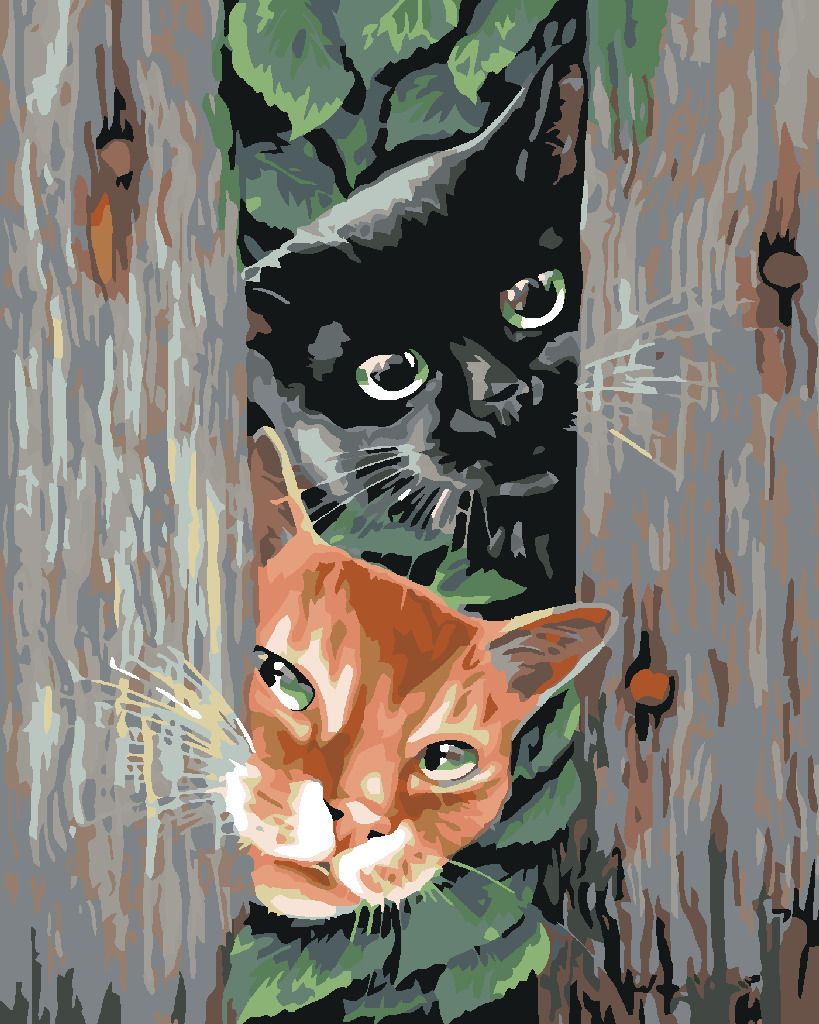 zuty Malování podle čísel - ČÍHAJÍCÍ KOČKY - Rozměr: 40x50 cm, Rámování: Varianta: bez rámu a bez vypnutí plátna - obrázek 6