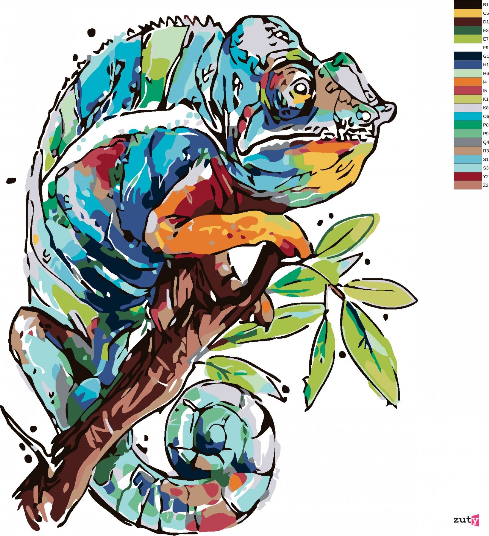 zuty Malování podle čísel - CHAMELEON - Rozměr: 40x50 cm, Rámování: Varianta: vypnuté plátno na rám - obrázek 10