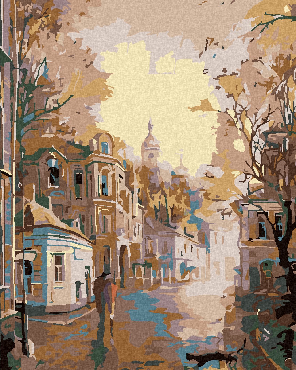 zuty Malování podle čísel - RANNÍ KLIDNÉ MĚSTEČKO - Rozměr: 40x50 cm, Rámování: Varianta: bez rámu a bez vypnutí plátna - obrázek 1