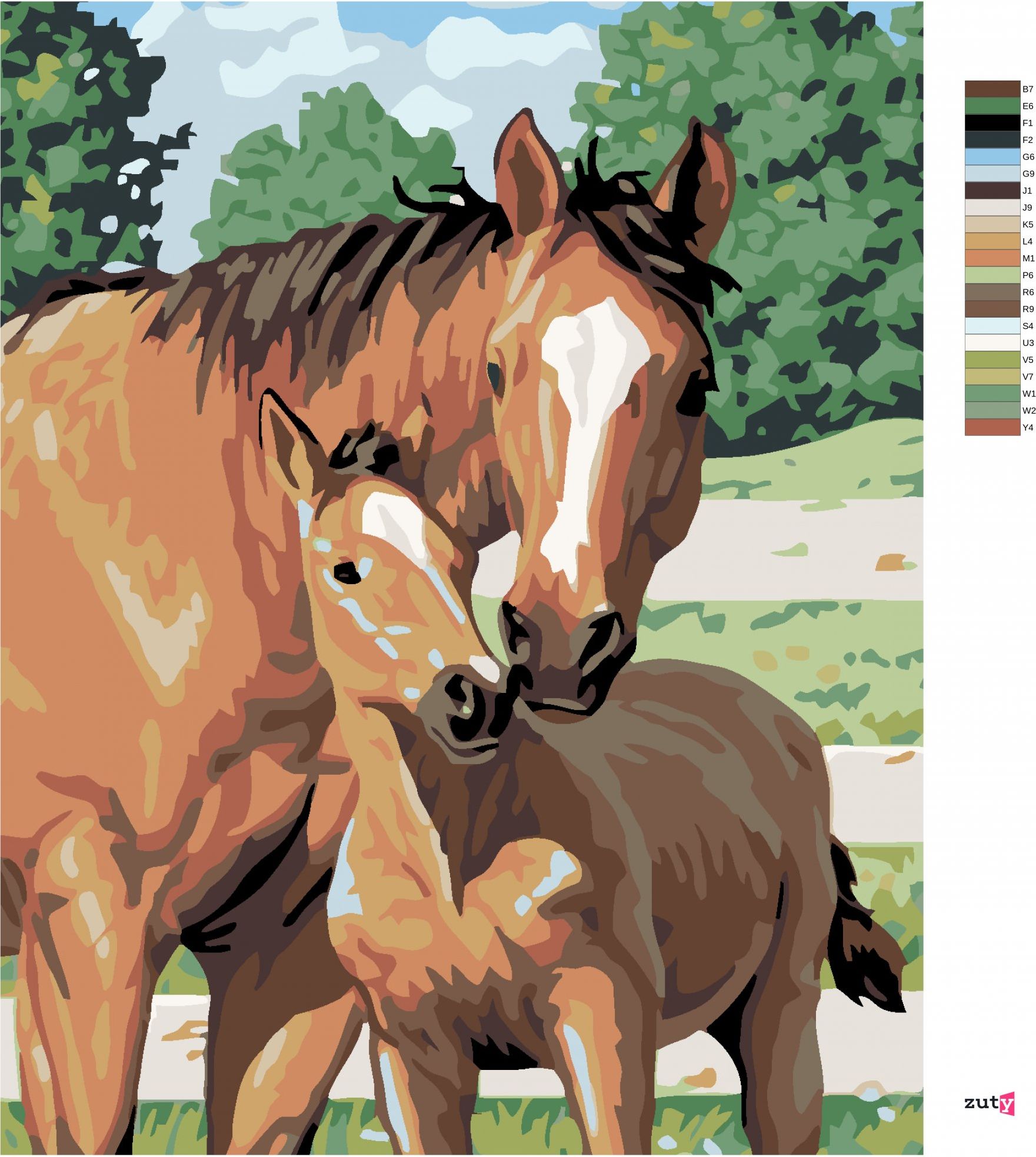 zuty Malování podle čísel - KOBYLA S HŘÍBĚTEM - Rozměr: 40x50 cm, Rámování: Varianta: vypnuté plátno na rám - obrázek 15