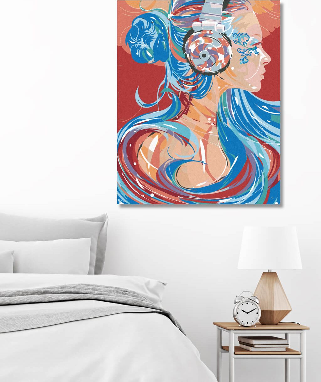 zuty Malování podle čísel - ŽENA SE SLUCHÁTKY V OPOJENÍ HUDBOU - Rozměr: 40x50 cm, Rámování: Varianta: vypnuté plátno na rám - obrázek 9