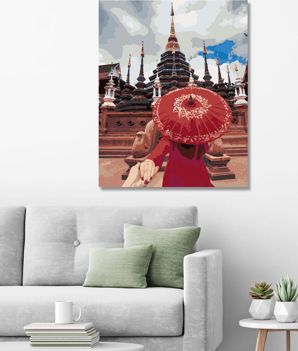 zuty Malování podle čísel - ŽENA U CHRÁMU - Rozměr: 40x50 cm, Rámování: Varianta: vypnuté plátno na rám - obrázek 5