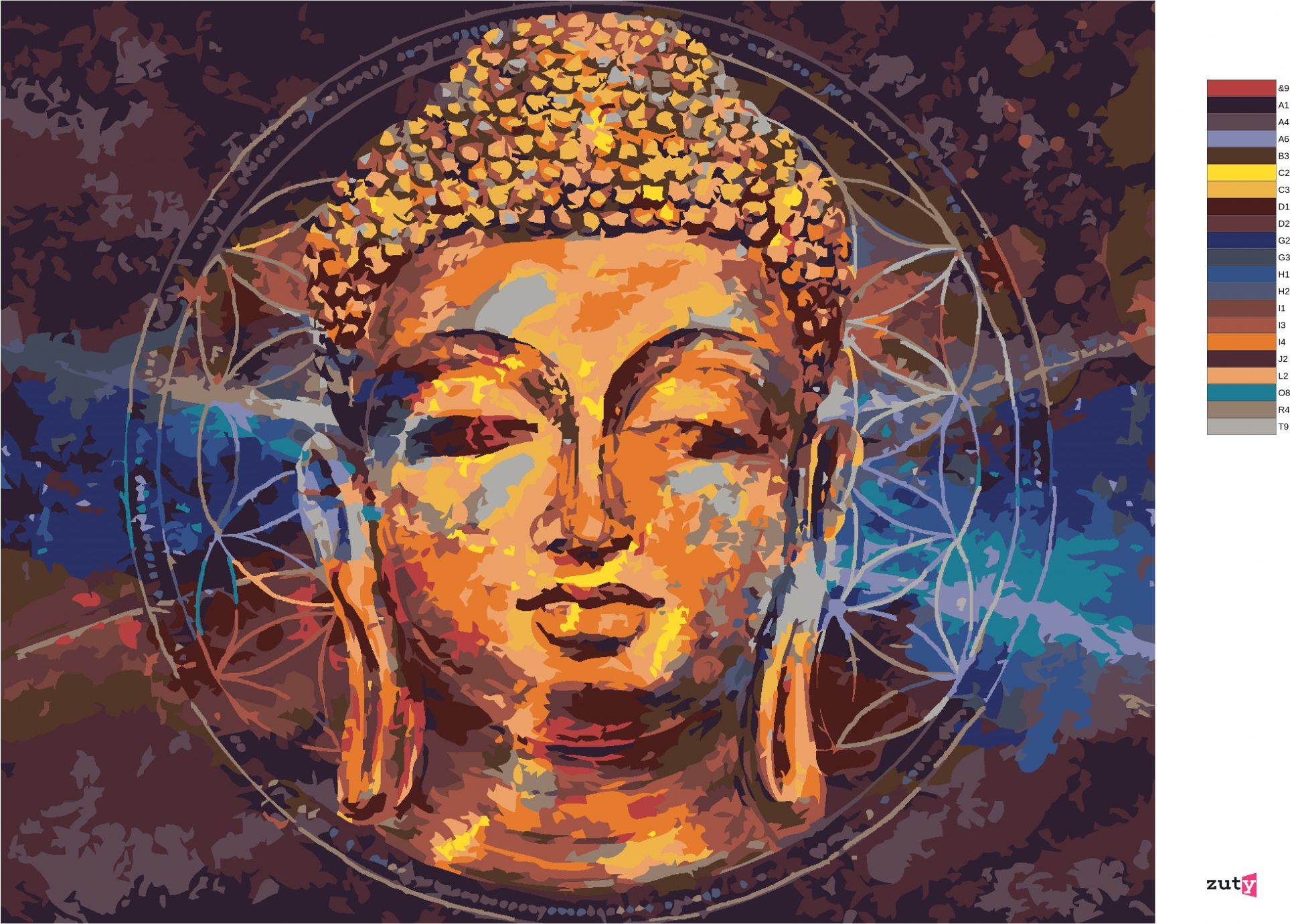 zuty Malování podle čísel - HVĚZDNÝ BUDDHA - Rozměr: 40x50 cm, Rámování: Varianta: vypnuté plátno na rám - obrázek 7