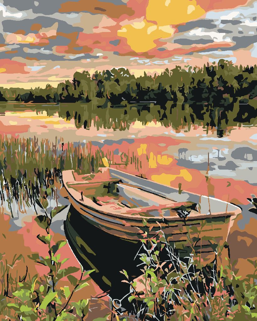 zuty Malování podle čísel - LOĎKA V RÁKOSÍ - Rozměr: 40x50 cm, Rámování: Varianta: bez rámu a bez vypnutí plátna - obrázek 9