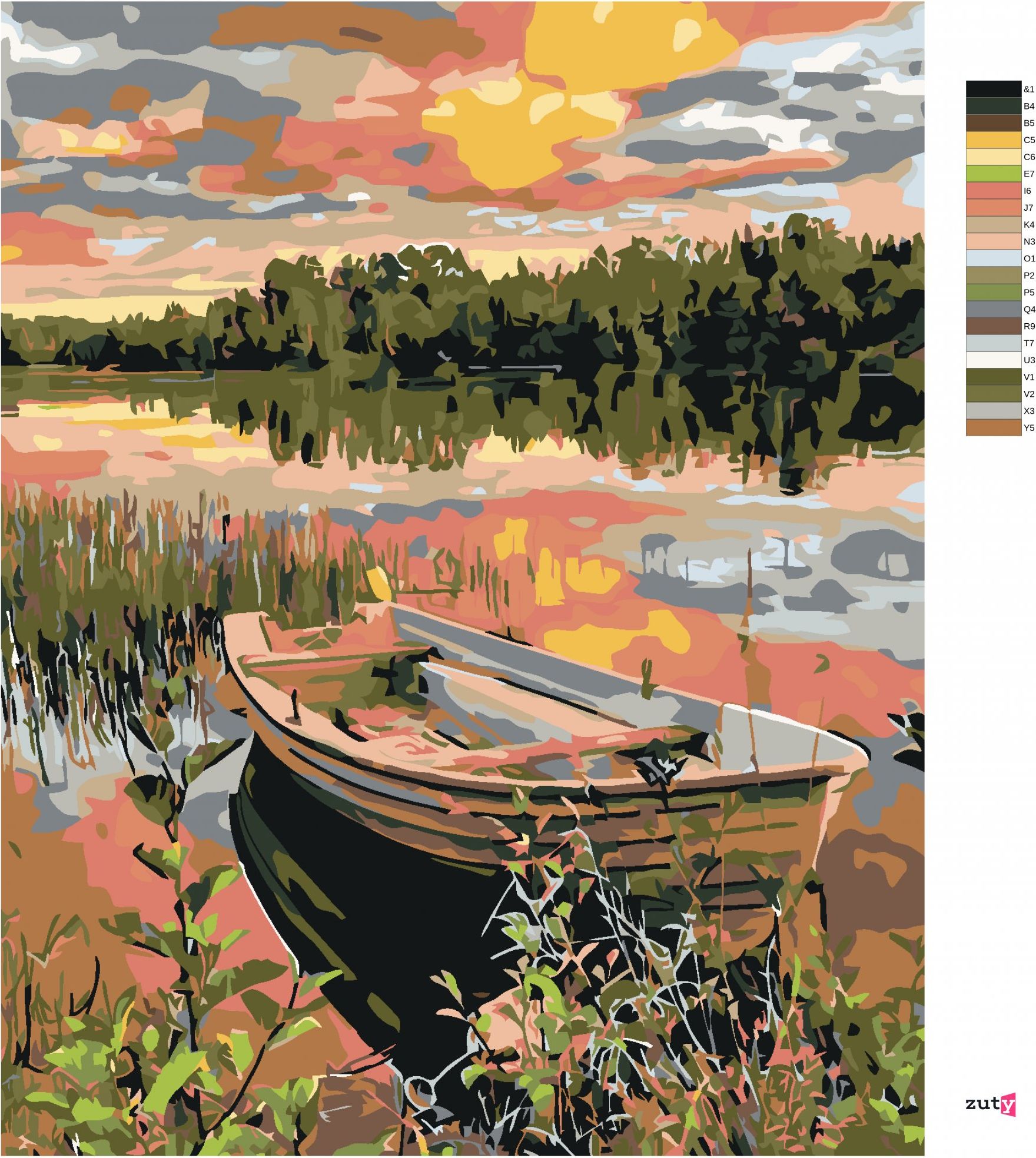 zuty Malování podle čísel - LOĎKA V RÁKOSÍ - Rozměr: 40x50 cm, Rámování: Varianta: vypnuté plátno na rám - obrázek 6
