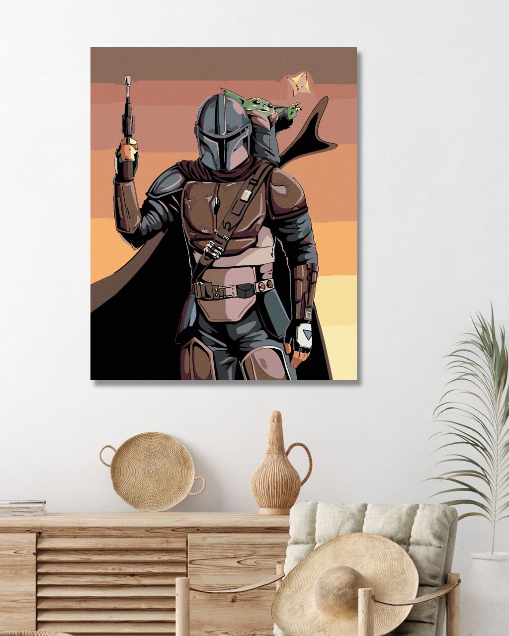 zuty Malování podle čísel - MANDALORIAN A BABY YODA - Rozměr: 40x50 cm, Rámování: Varianta: vypnuté plátno na rám - obrázek 9