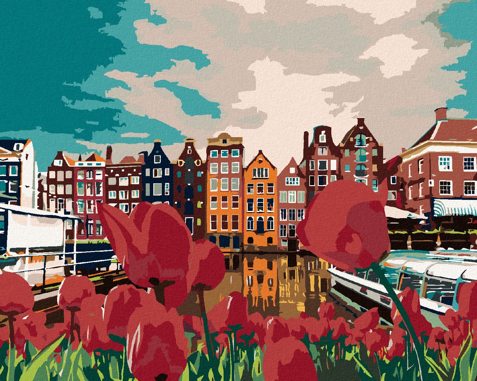 zuty Malování podle čísel - TULIPÁNY V AMSTERDAMU - Rozměr: 40x50 cm, Rámování: Varianta: vypnuté plátno na rám - obrázek 1