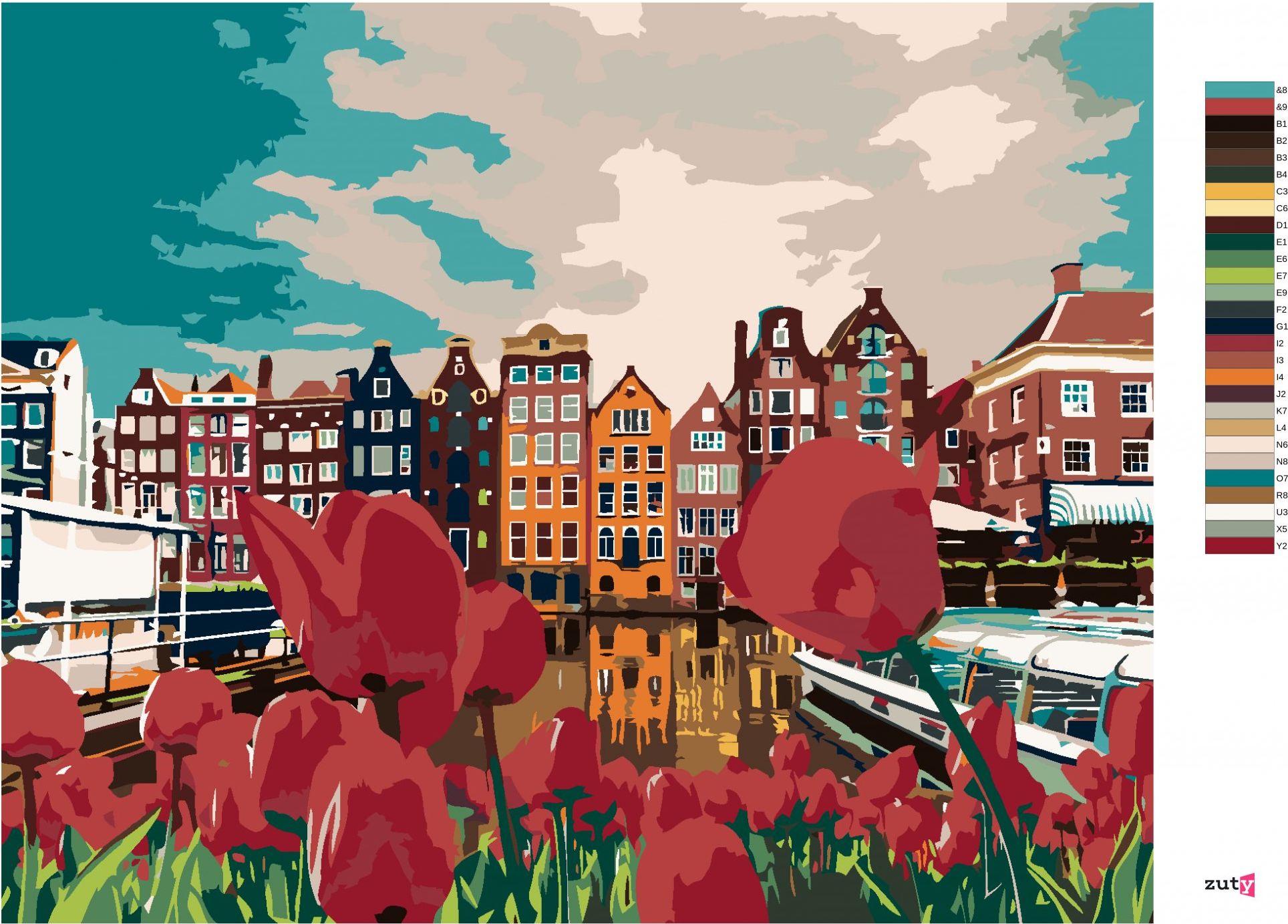 zuty Malování podle čísel - TULIPÁNY V AMSTERDAMU - Rozměr: 40x50 cm, Rámování: Varianta: vypnuté plátno na rám - obrázek 8