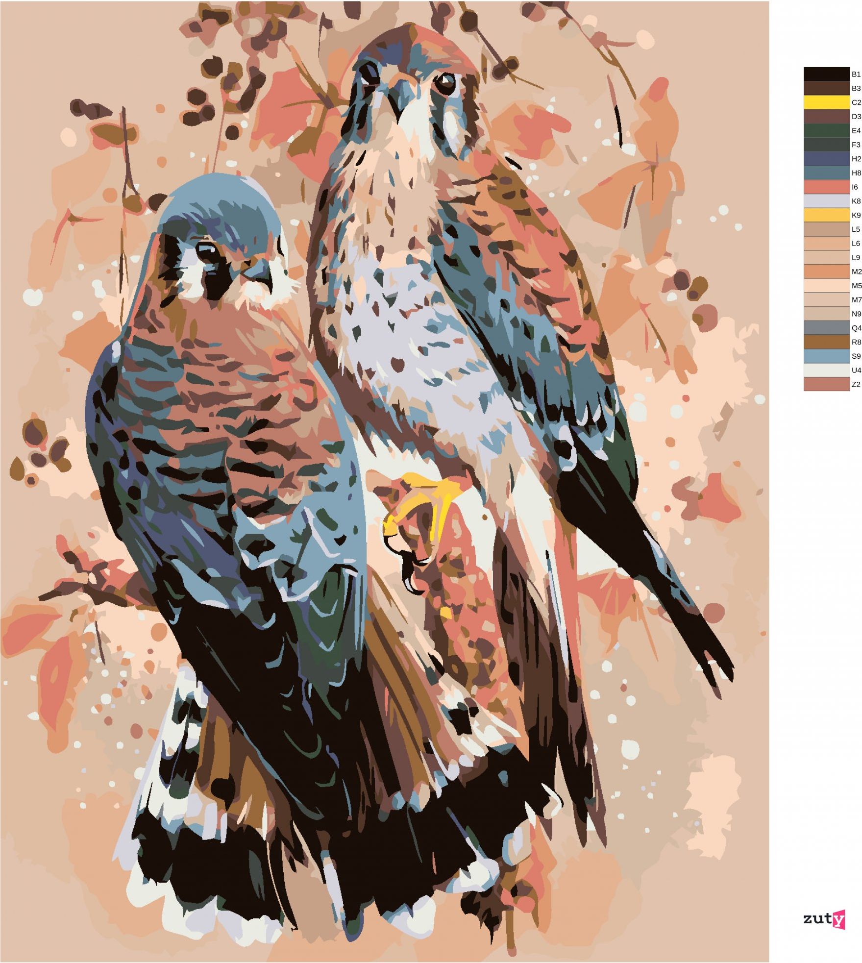 zuty Malování podle čísel - DVĚ POŠTOLKY - Rozměr: 40x50 cm, Rámování: Varianta: bez rámu a bez vypnutí plátna - obrázek 3