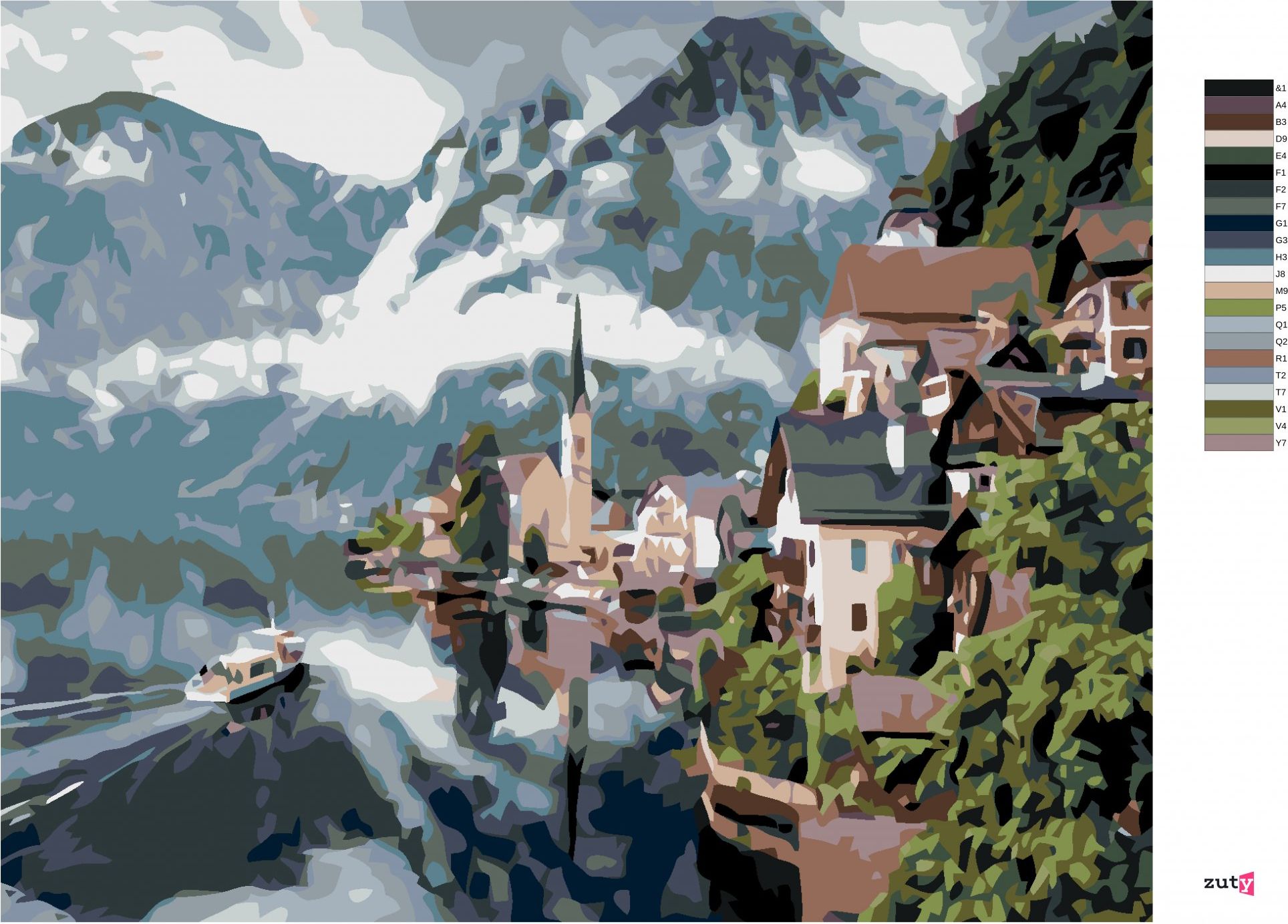 zuty Malování podle čísel - HALLSTATT - Rozměr: 40x50 cm, Rámování: Varianta: vypnuté plátno na rám - obrázek 4