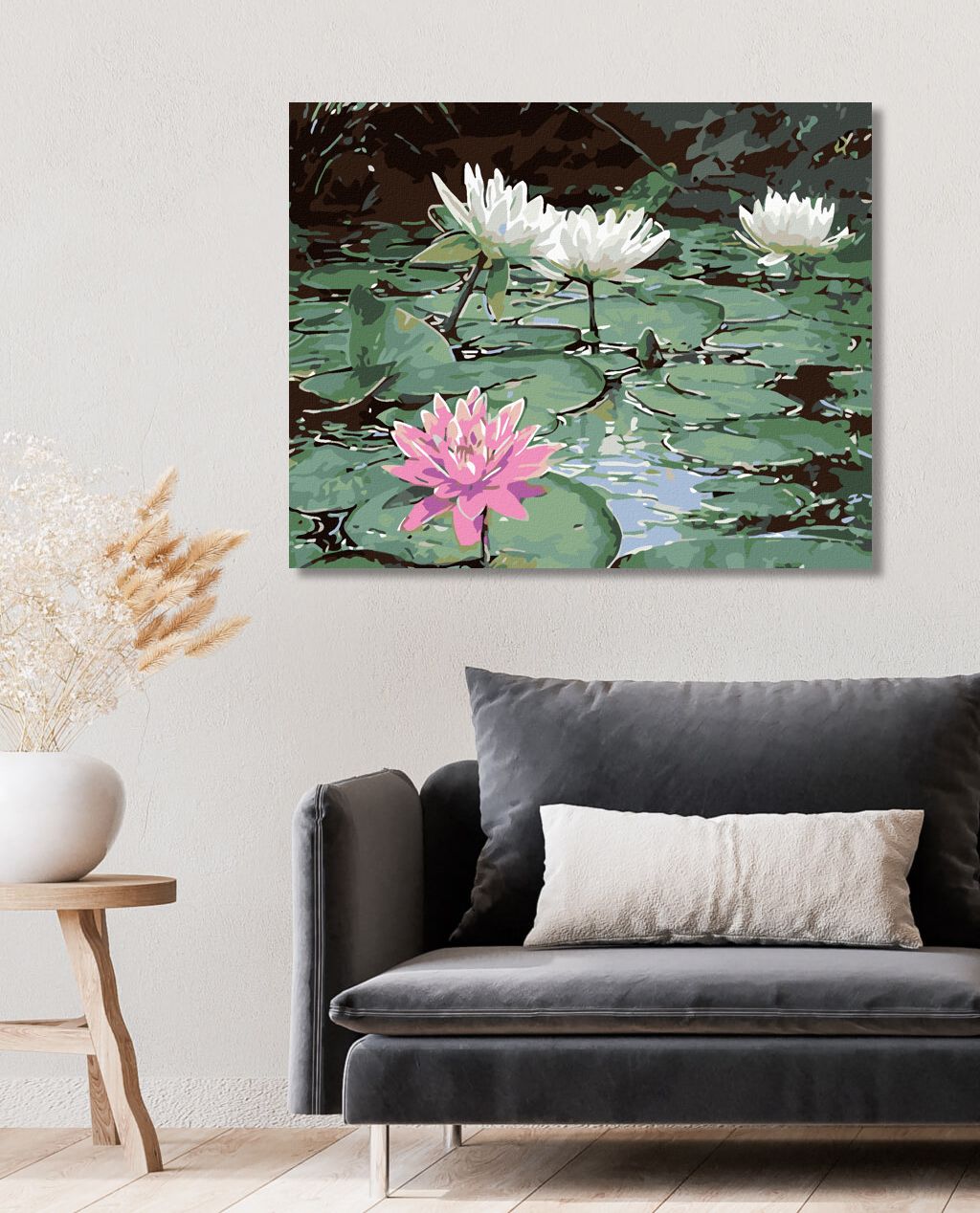 zuty Malování podle čísel - RŮŽOVÝ LEKNÍN A TŘI BÍLÉ - Rozměr: 40x50 cm, Rámování: Varianta: vypnuté plátno na rám - obrázek 10
