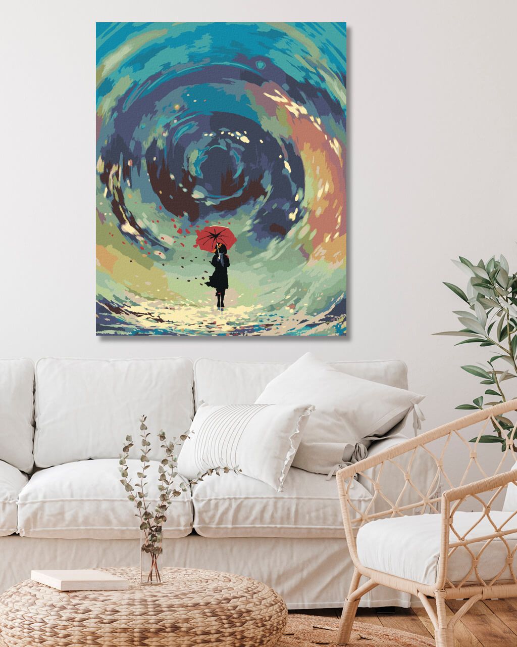 zuty Malování podle čísel - ŽENA S DEŠTNÍKEM A VODNÍ VÍR - Rozměr: 40x50 cm, Rámování: Varianta: vypnuté plátno na rám - obrázek 6