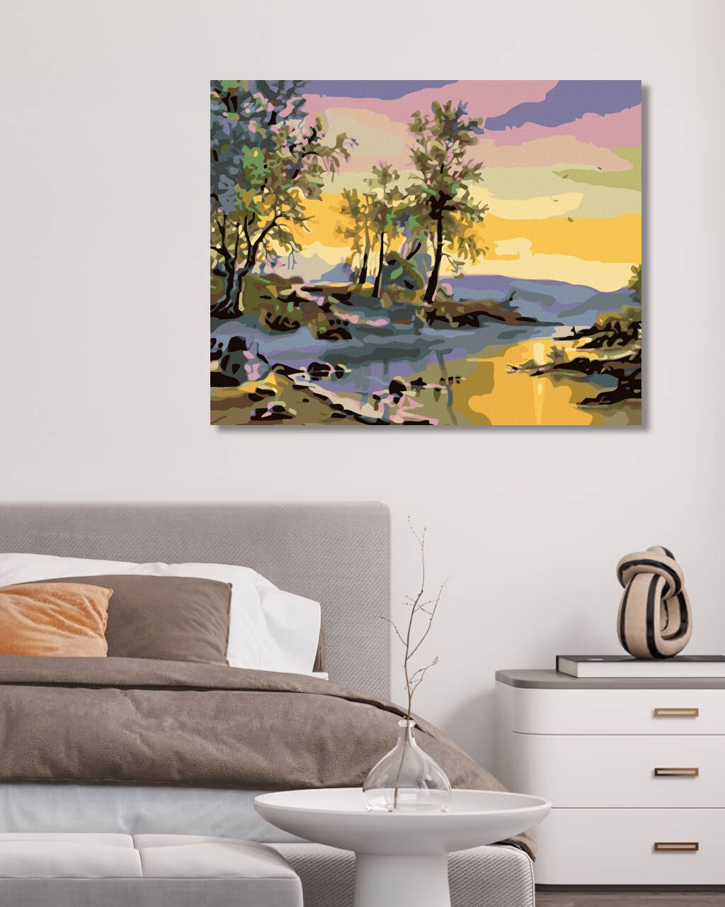 zuty Malování podle čísel - ZÁPAD SLUNCE NAD ŘEKOU - Rozměr: 40x50 cm, Rámování: Varianta: vypnuté plátno na rám - obrázek 6